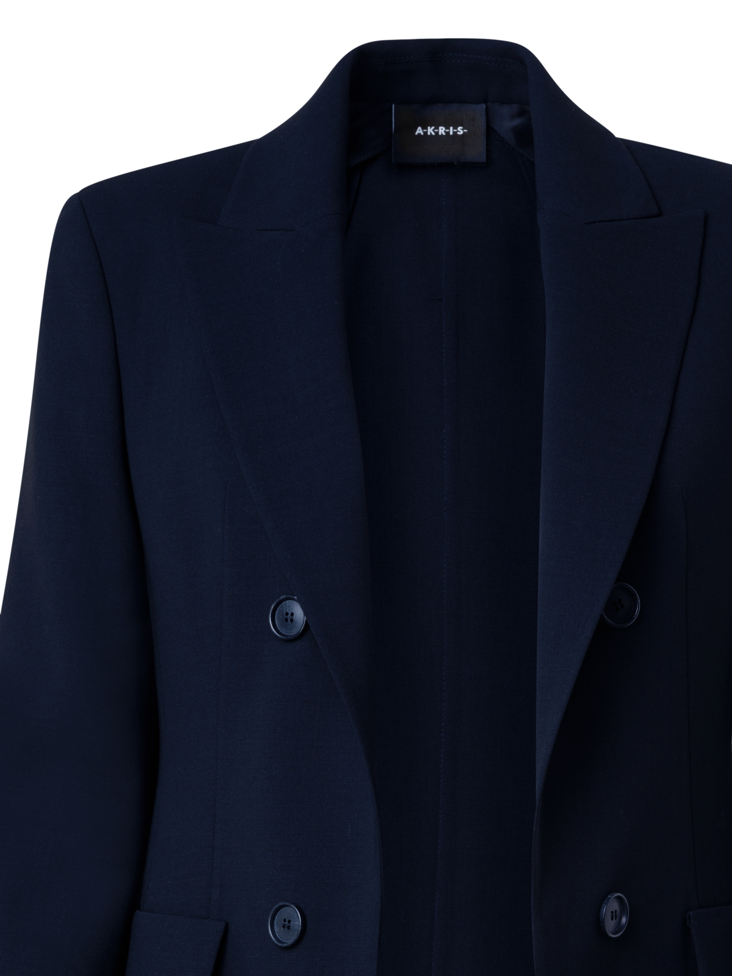 Designer Langer Blazer aus Woll-Doubleface - Dunkelblau - Blau