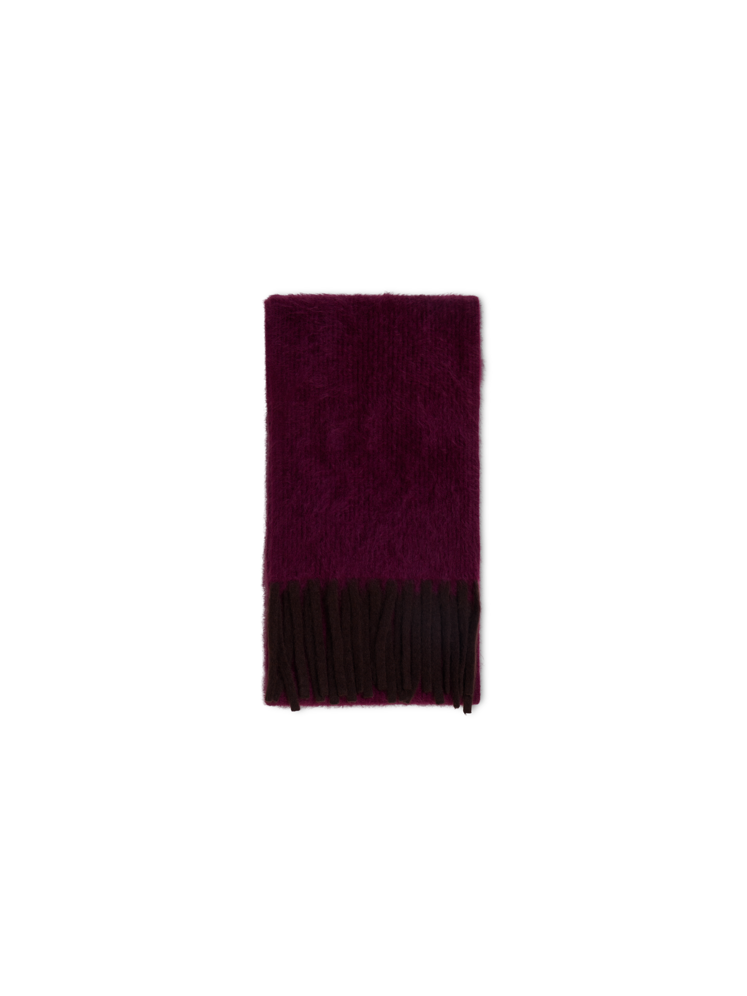 Designer Bi-Color Schal aus Cloud Cashmere mit Fransen - Rot - Braun