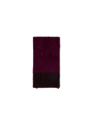 Designer Bi-Color Schal aus Cloud Cashmere mit Fransen - Rot - Braun
