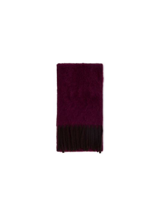 Designer Bi-Color Schal aus Cloud Cashmere mit Fransen - Rot - Braun