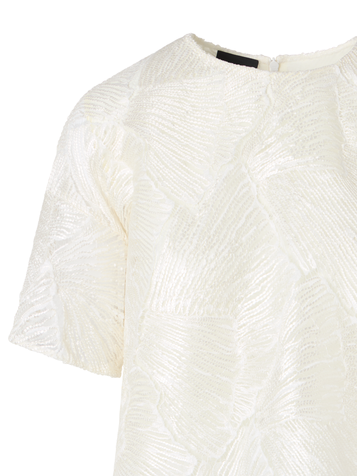 Designer Lackierte Kurzbluse aus Fächerspitze - Ecru