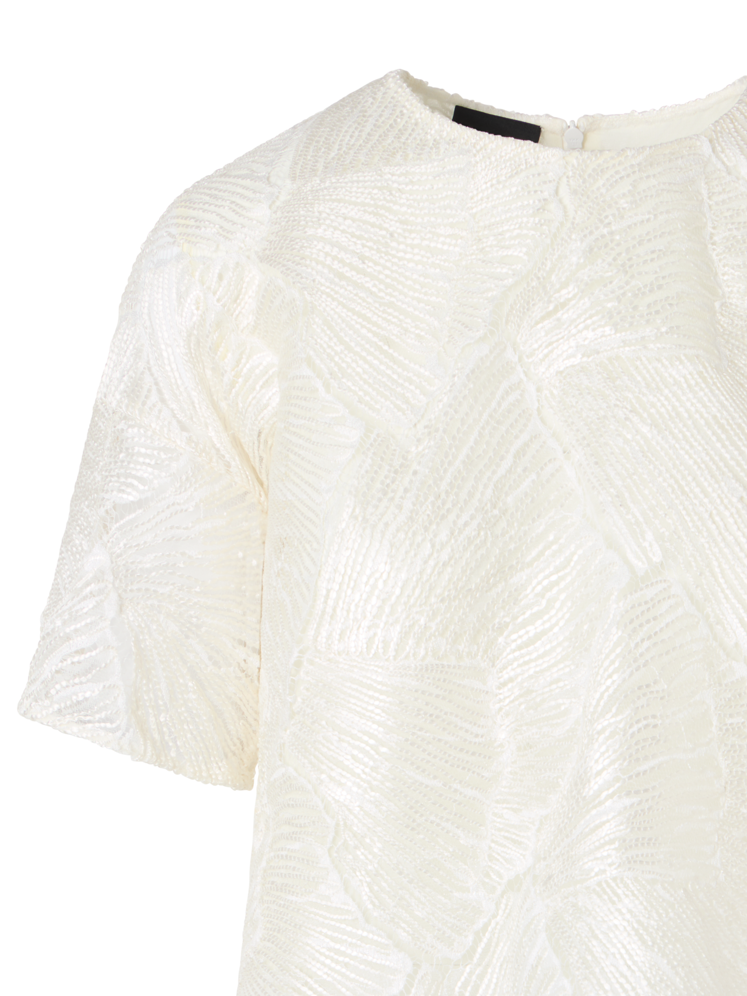 Designer Lackierte Kurzbluse aus Fächerspitze - Ecru