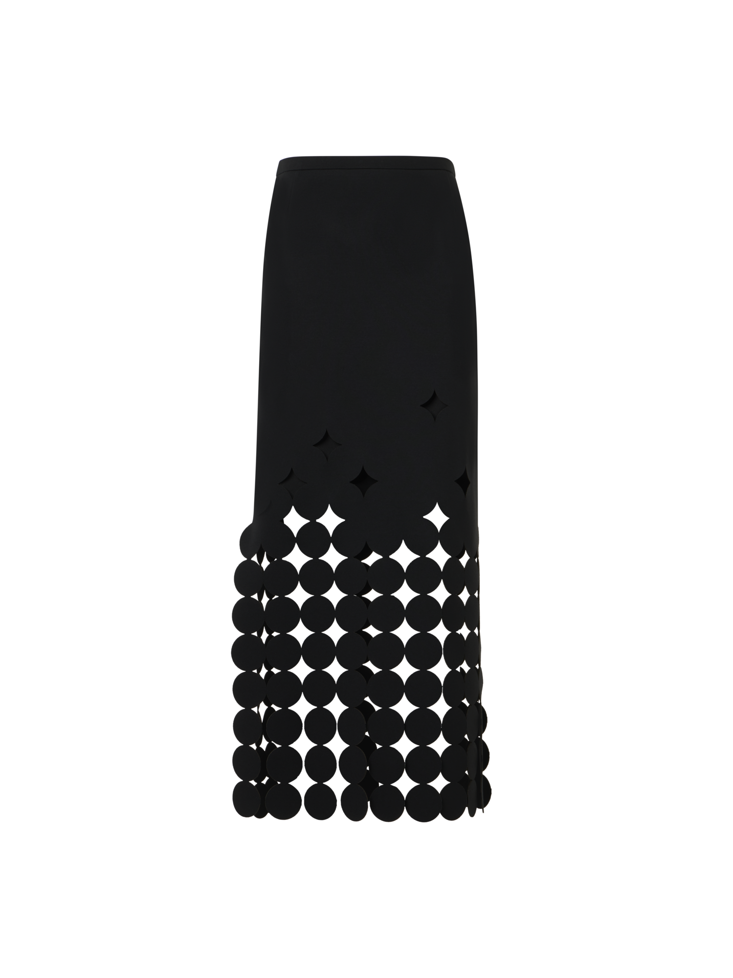 Designer Jersey-Midirock mit fallendem Punktausschnitt und Cut-out - Schwarz