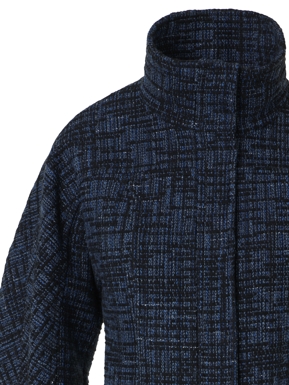 Designer Taillierte Jacke aus rohem Denim-Tweed - Dunkelblau