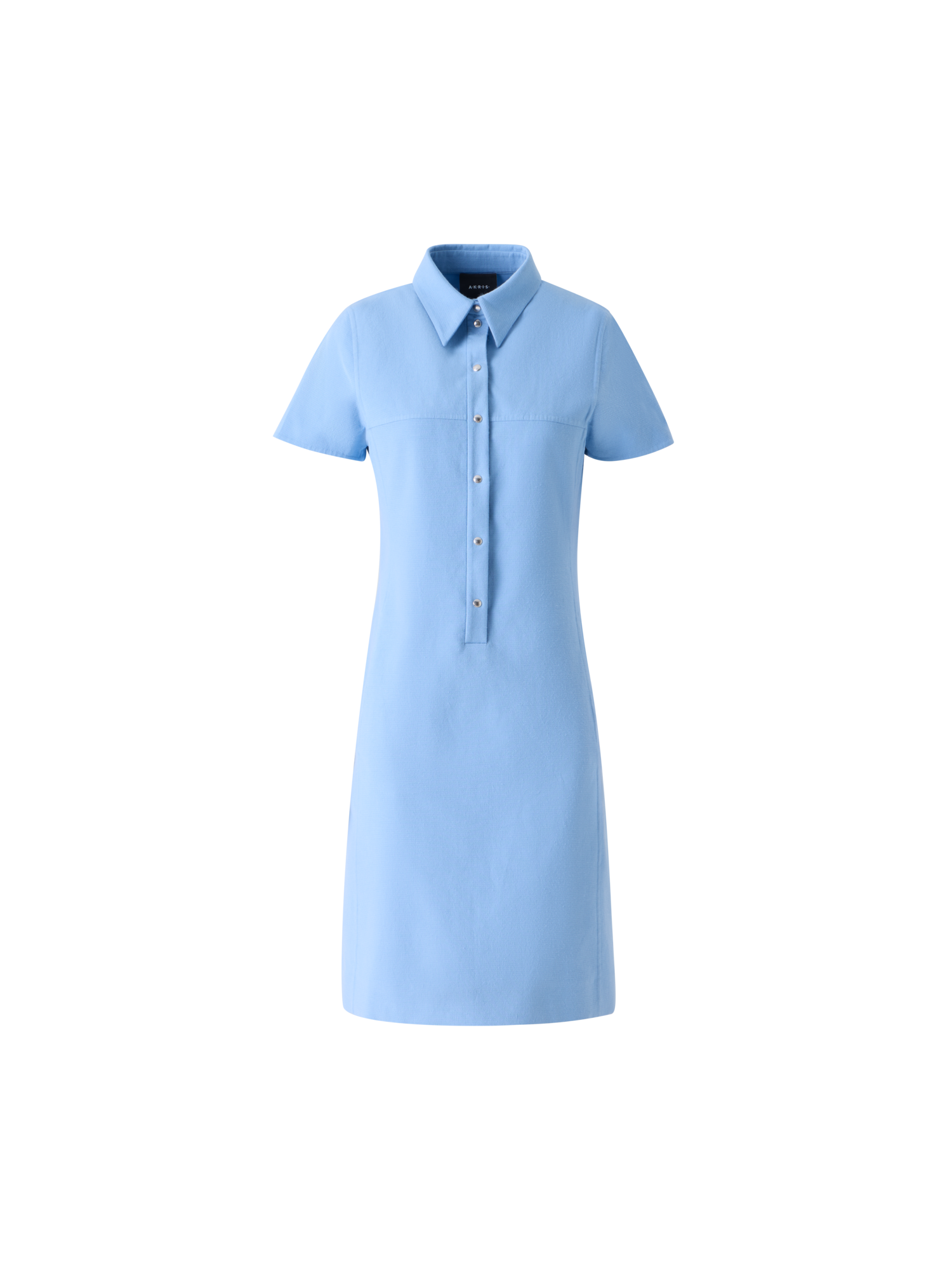 Designer Polokleid aus Baumwoll-Seidenstretch Doubleface - Blau