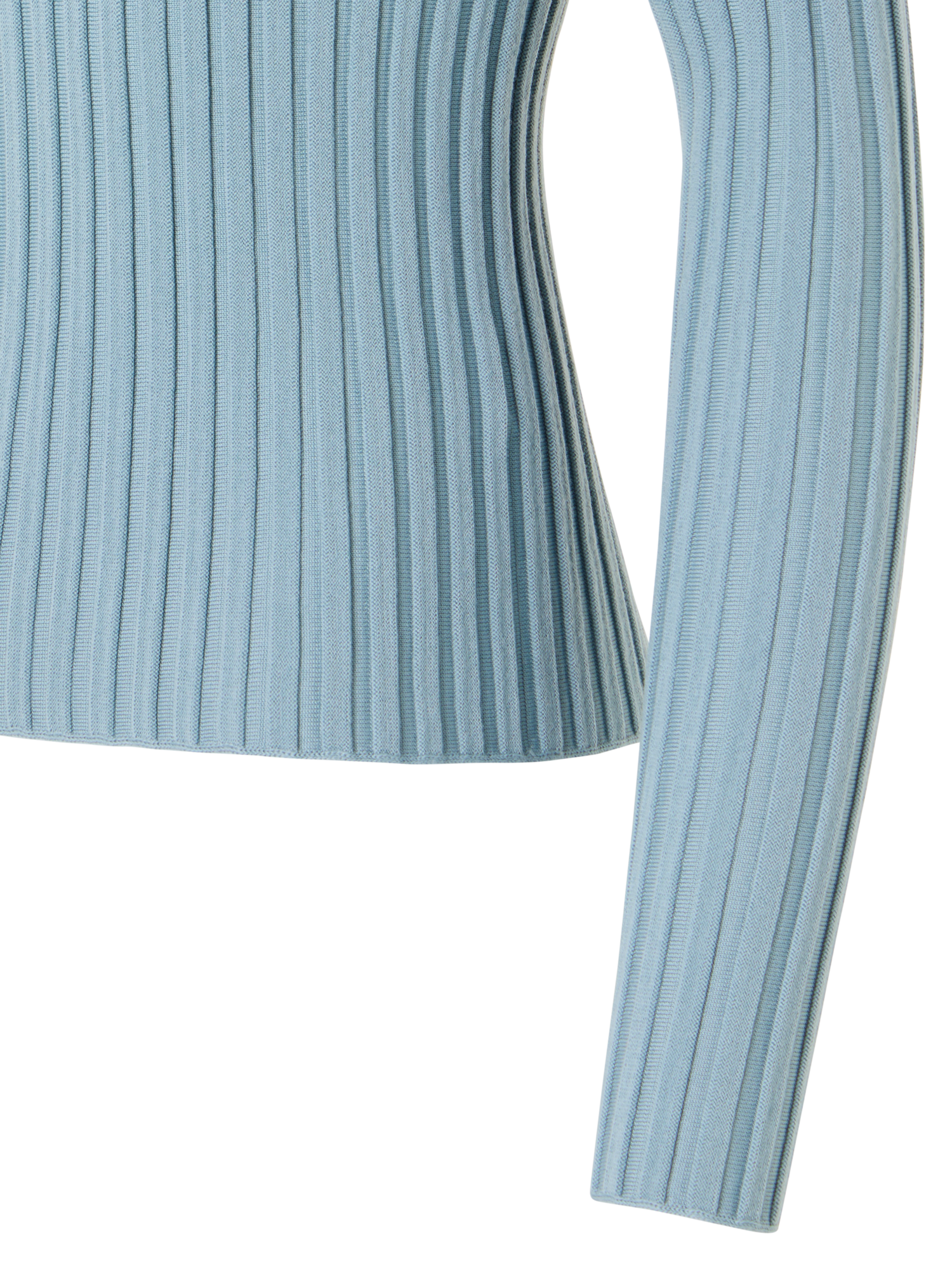 Designer Taillierter Rollkragen aus Merino-Rippstrick - Blau