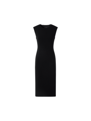 Designer Etuikleid aus Woll-Crêpe-Double-Face - Schwarz