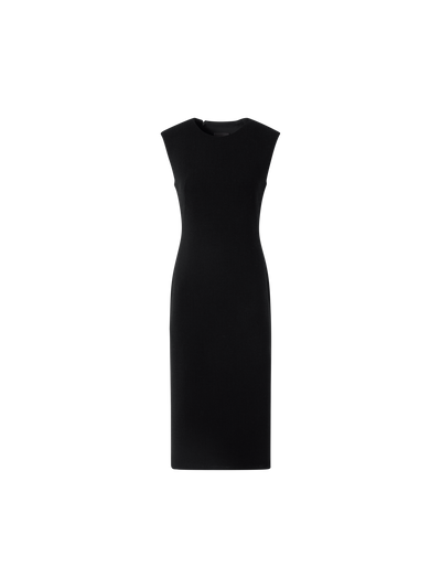 Designer Etuikleid aus Woll-Crêpe-Double-Face - Schwarz