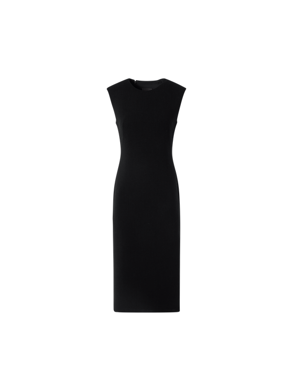 Designer Etuikleid aus Woll-Crêpe-Double-Face - Schwarz