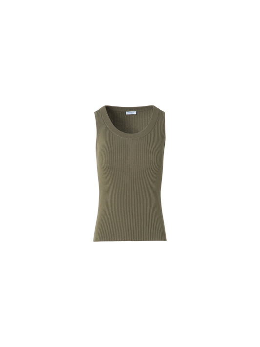 Designer Strick-Tank-Top aus gerippter Baumwolle - Grün