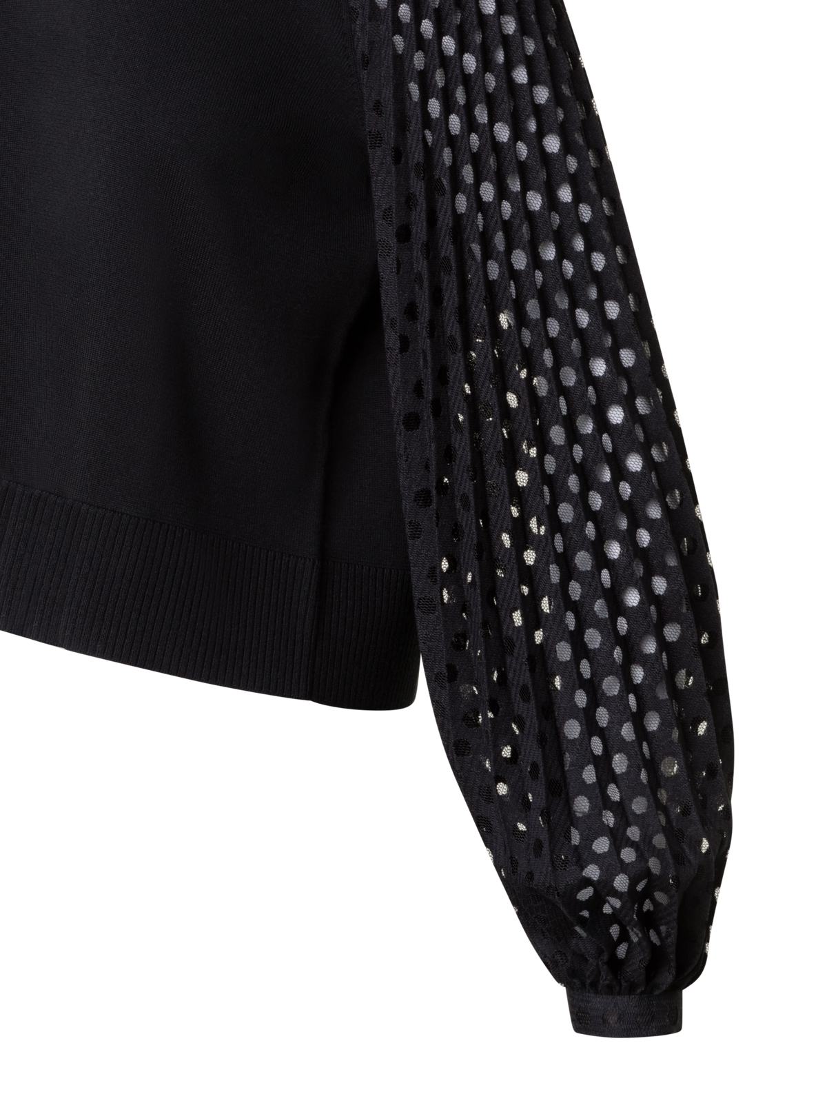 Designer Strickpullover mit halbtransparenten Ärmeln - Schwarz