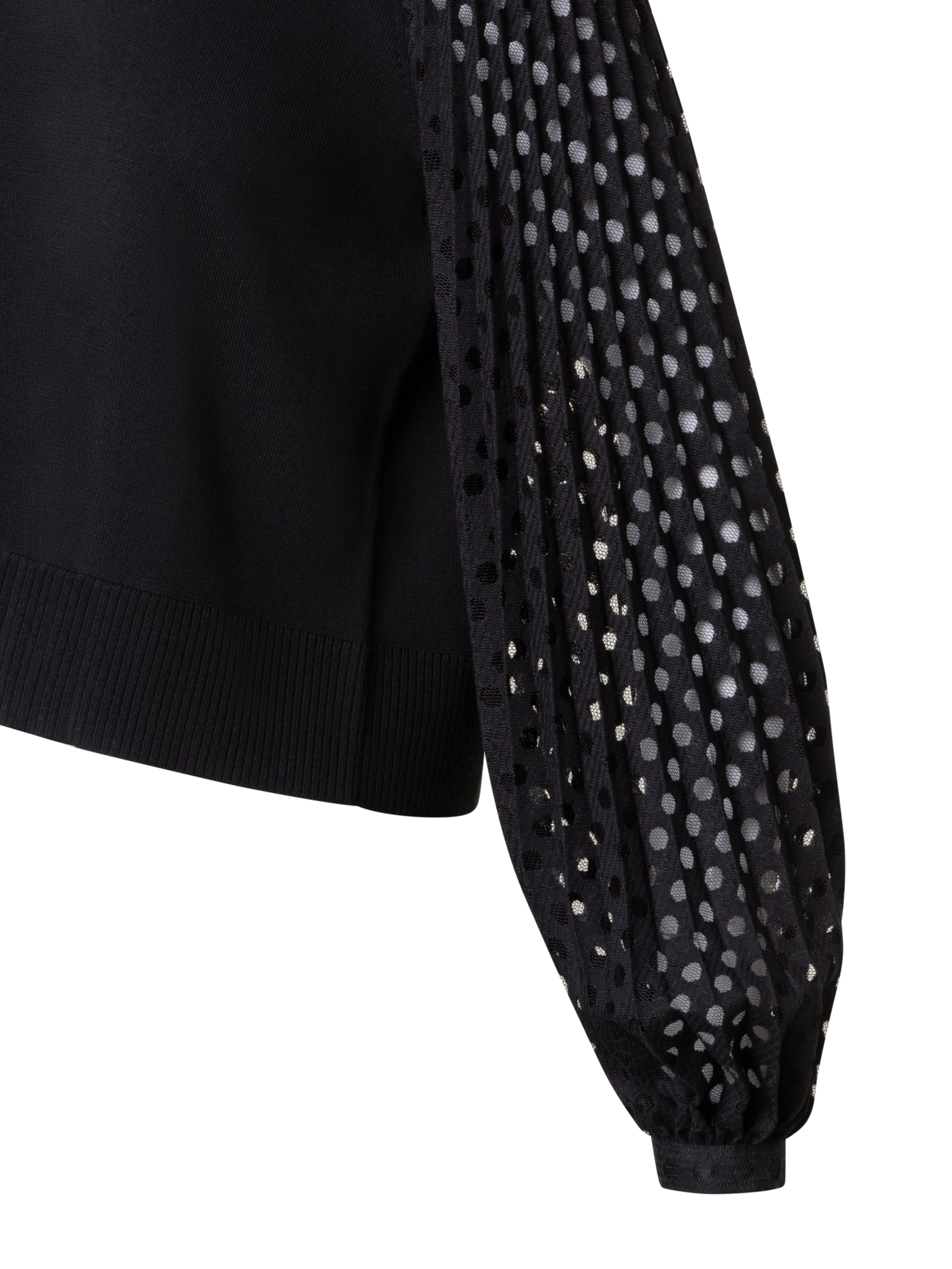 Designer Strickpullover mit halbtransparenten Ärmeln - Schwarz