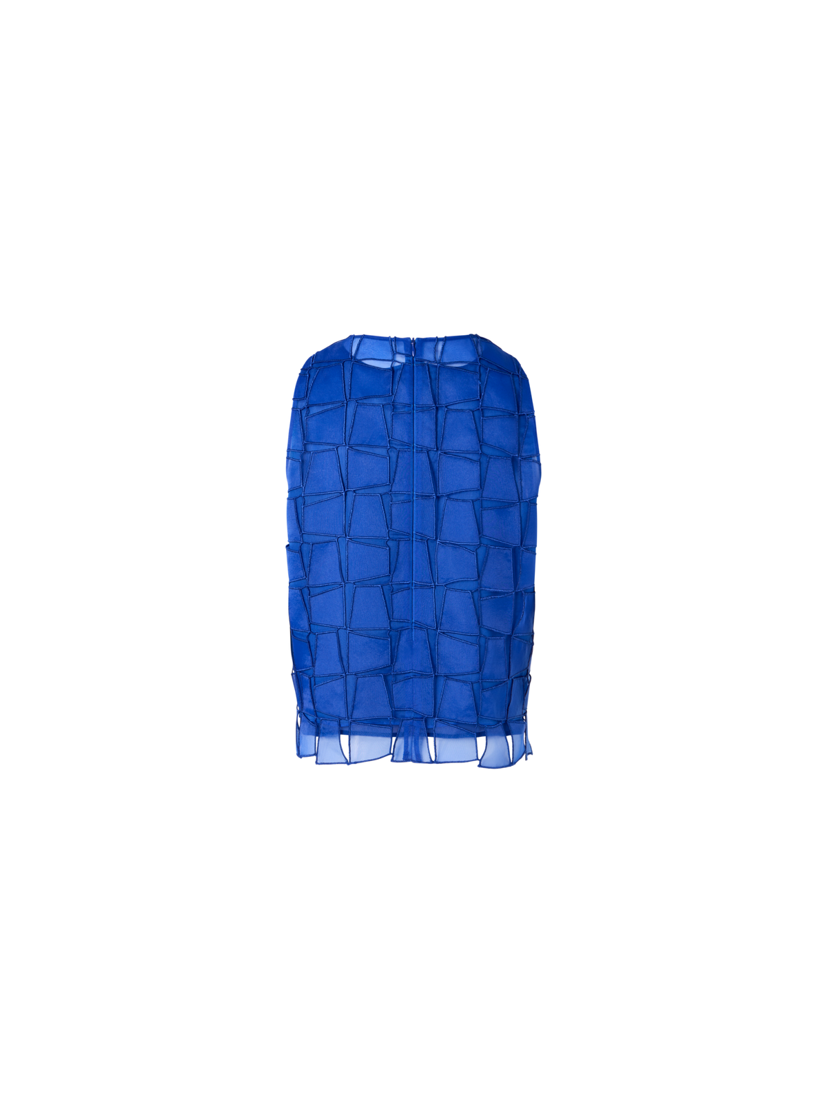 Designer Bluse mit Trapez-Stickerei aus Organza - Blau
