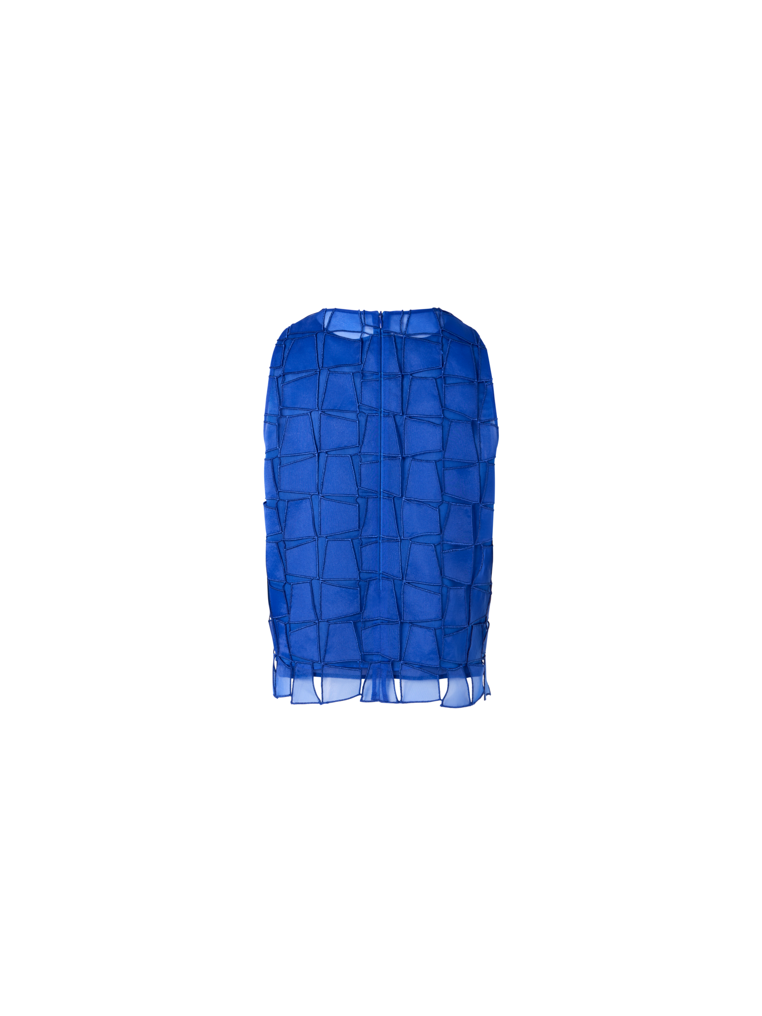 Designer Bluse mit Trapez-Stickerei aus Organza - Blau