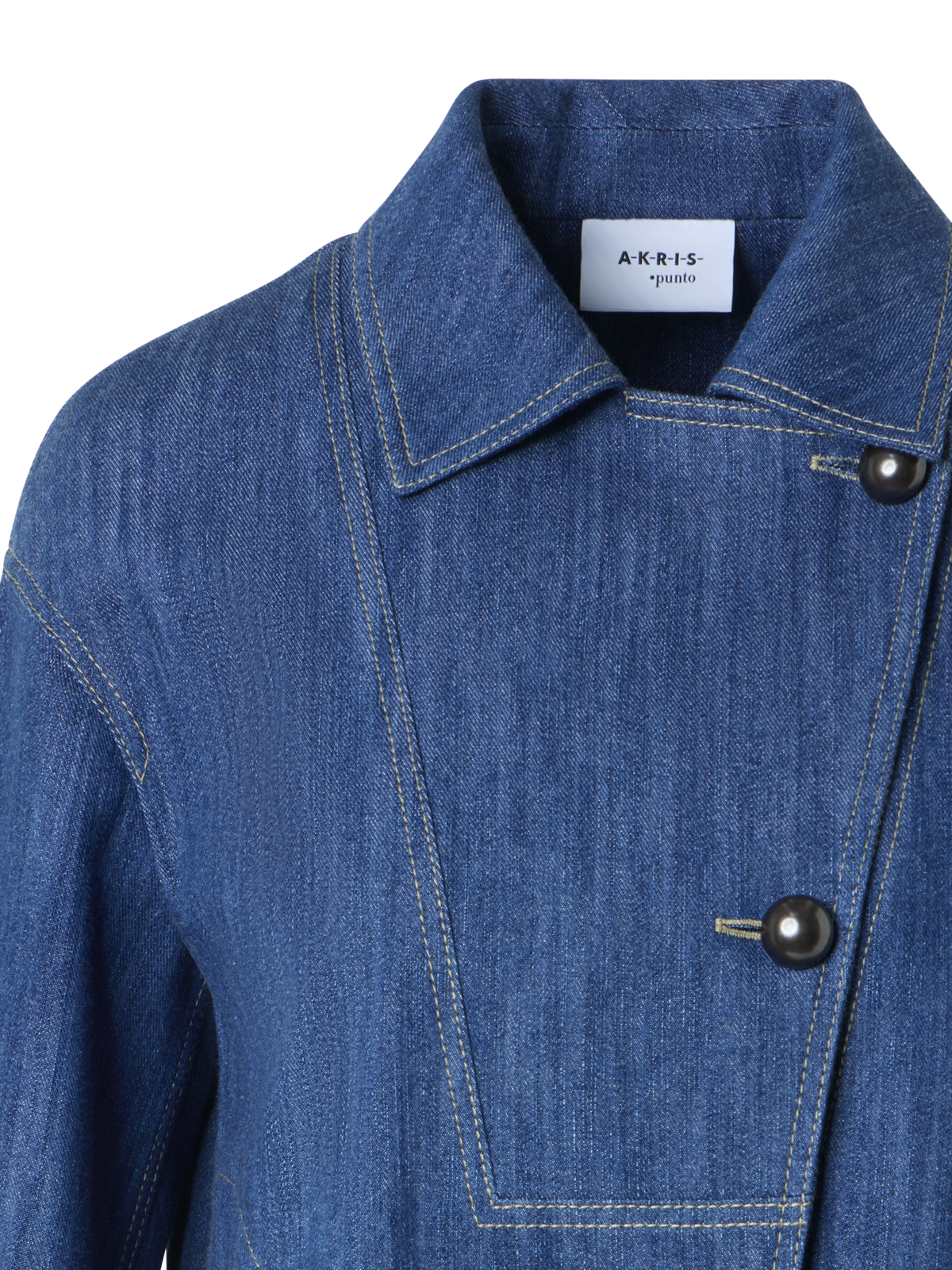 Designer Asymmetrische kastige Cropped-Denim-Jacke - Blau