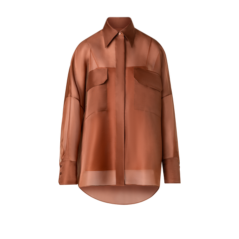 Transparente Oversize-Seiden-Hemdbluse