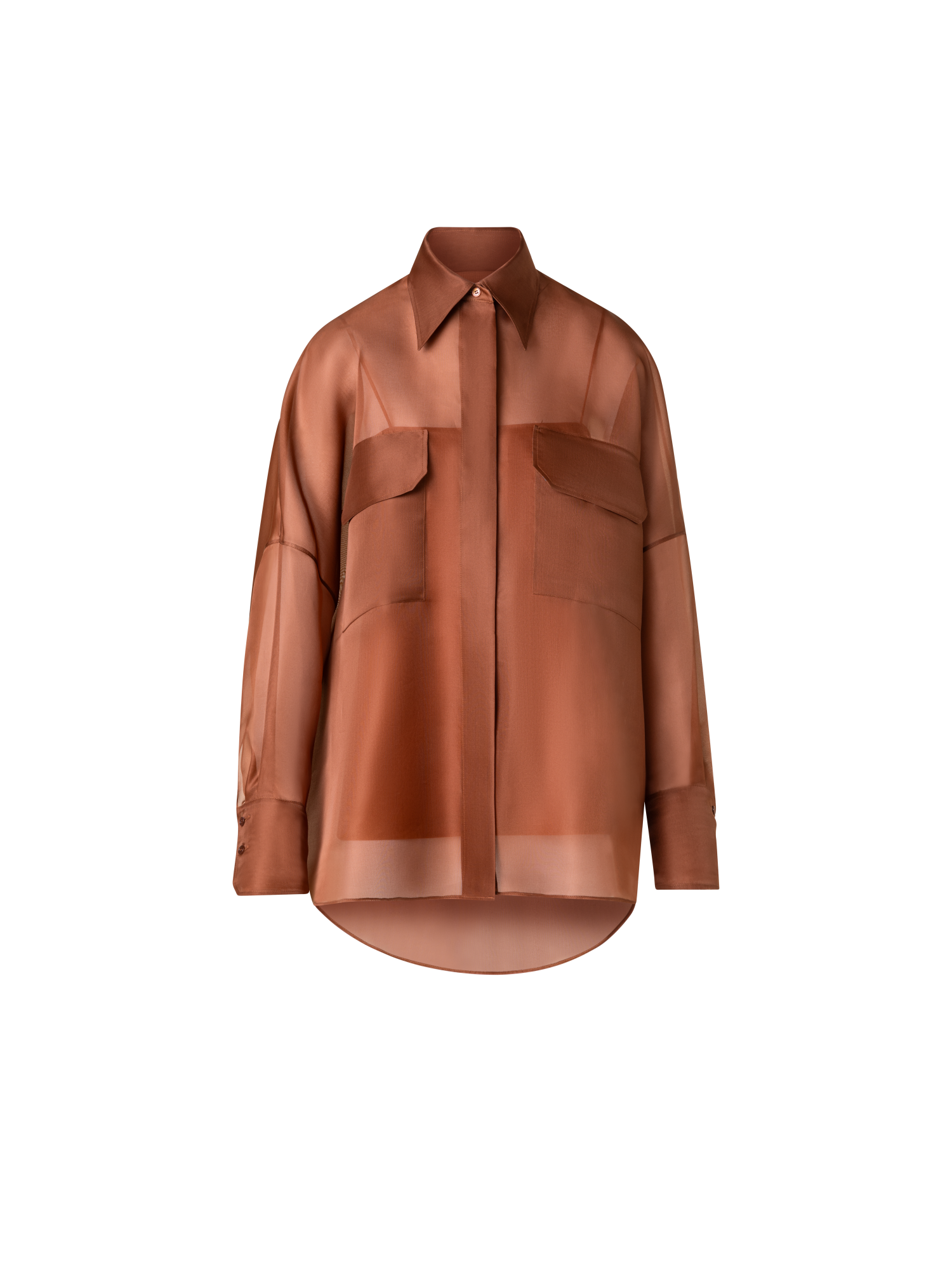 Designer Transparente Oversize-Seiden-Hemdbluse - Braun