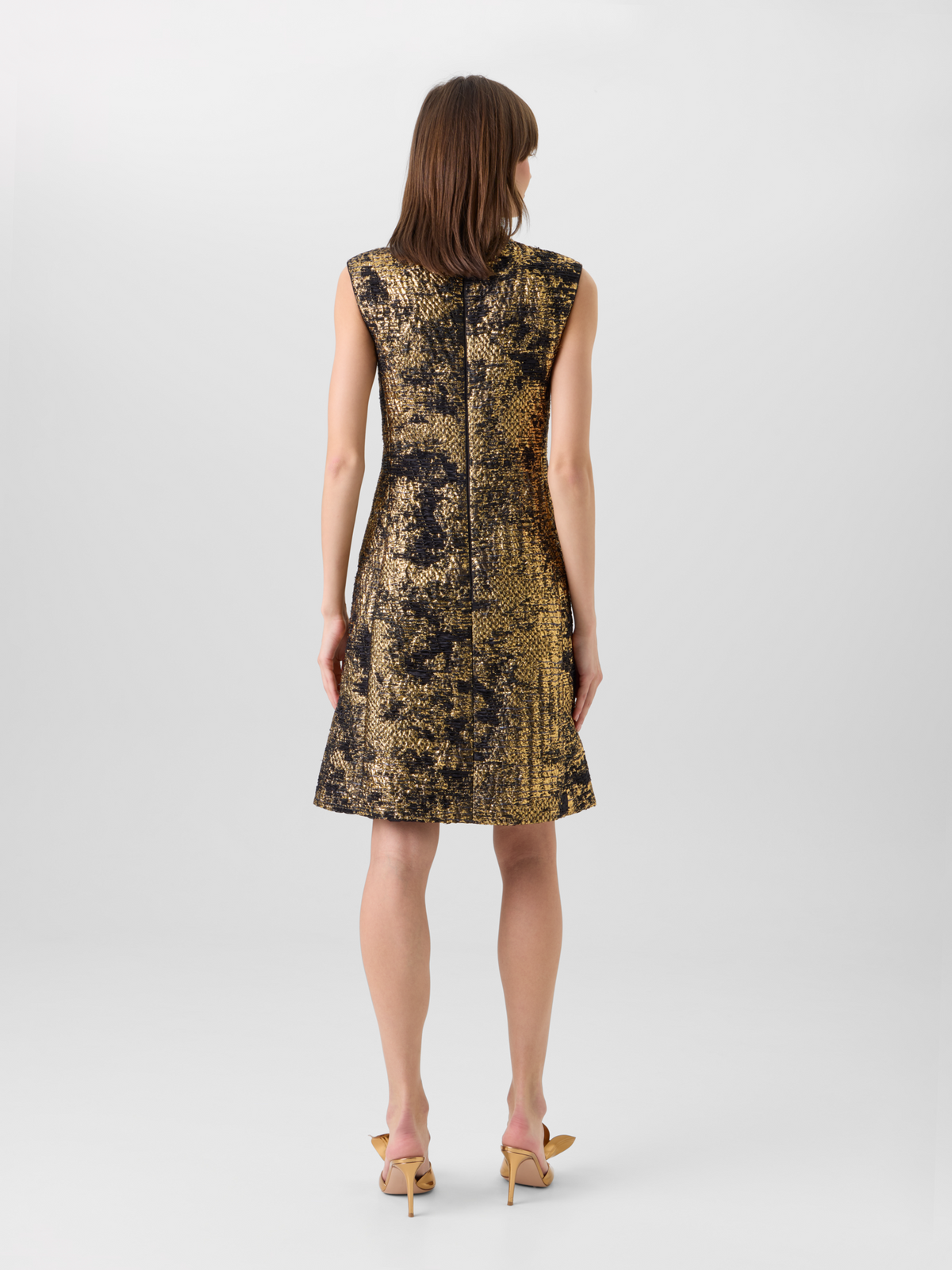 Designer Minikleid in Fragmented Jacquard - Bunt - Schwarz - Gold 