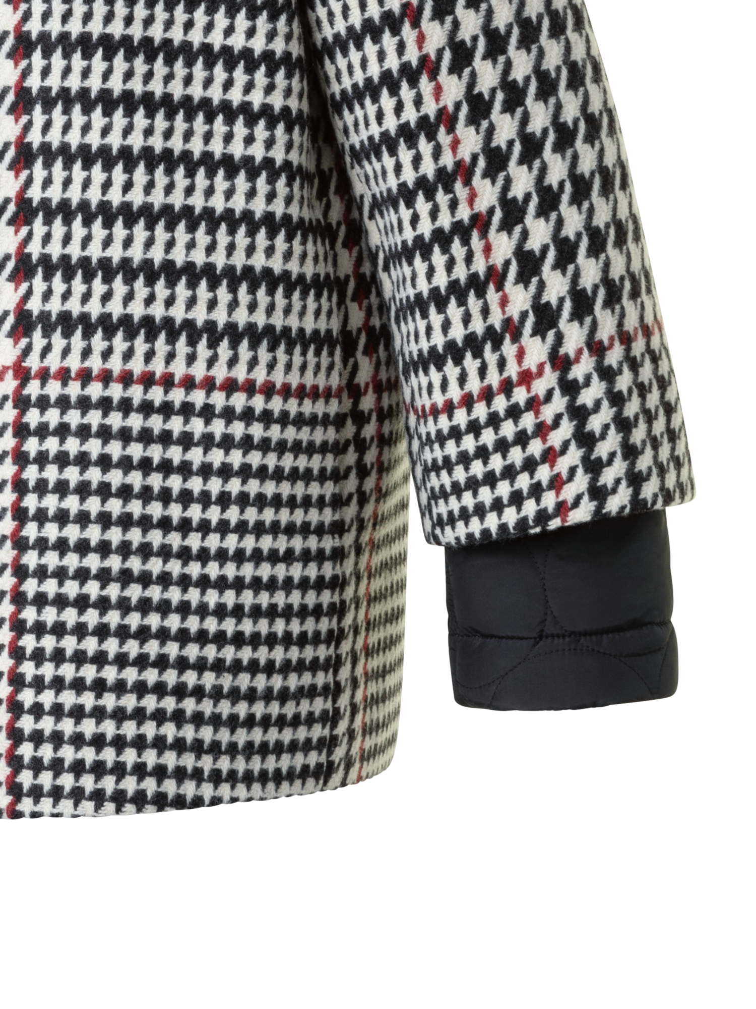 Designer 2-in-1 Glencheck Kurzmantel mit Steppfutter - Schwarz - Bunt