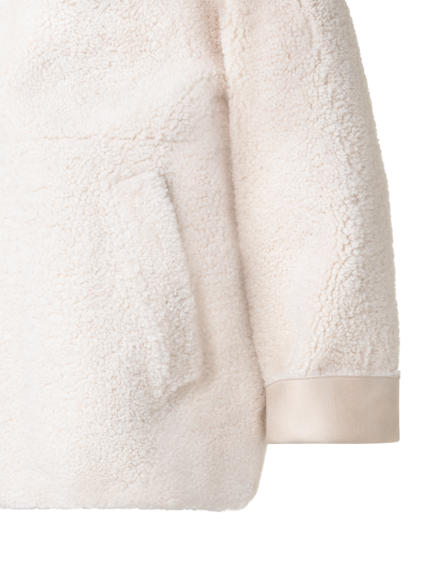 Designer Oversize-Shearling-Lederjacke mit Kapuze - Ecru - Weiss