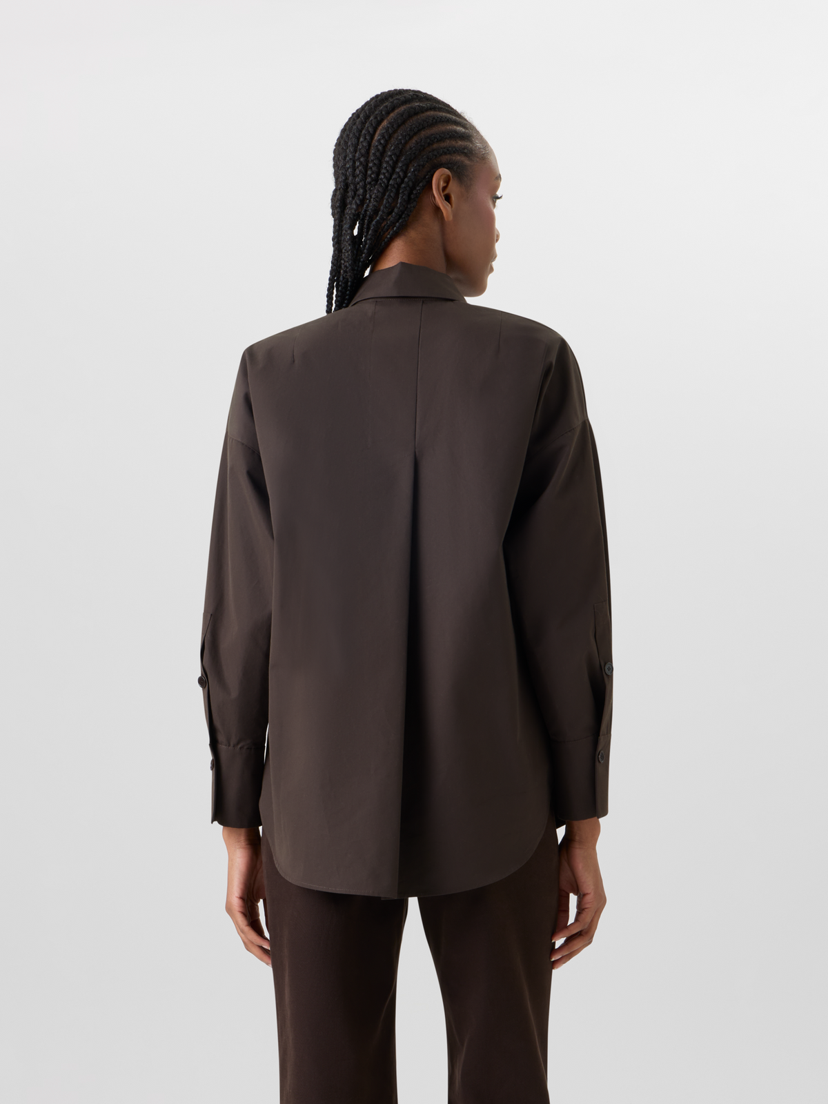 Designer Langärmelige Hemdbluse aus Baumwolle - Braun #editorial