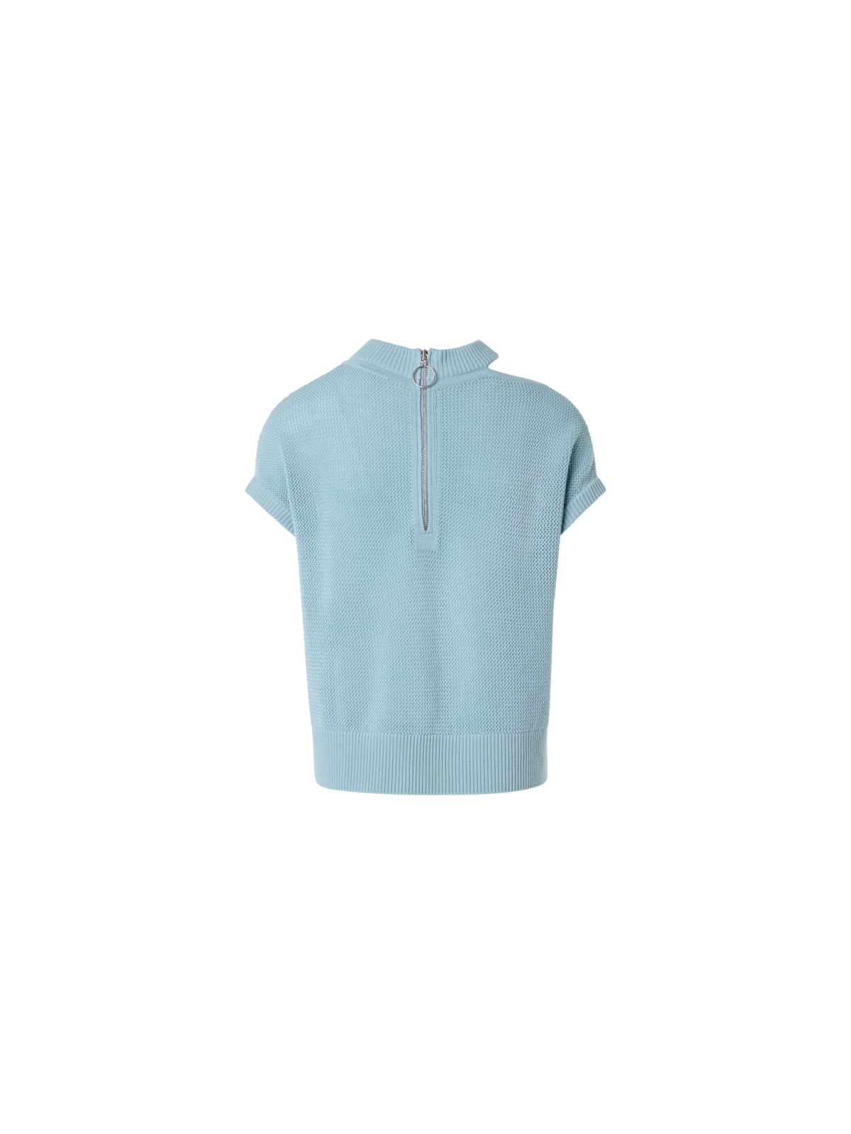 Designer Leichter Merinowolle-Mesh-Pullover - Blau