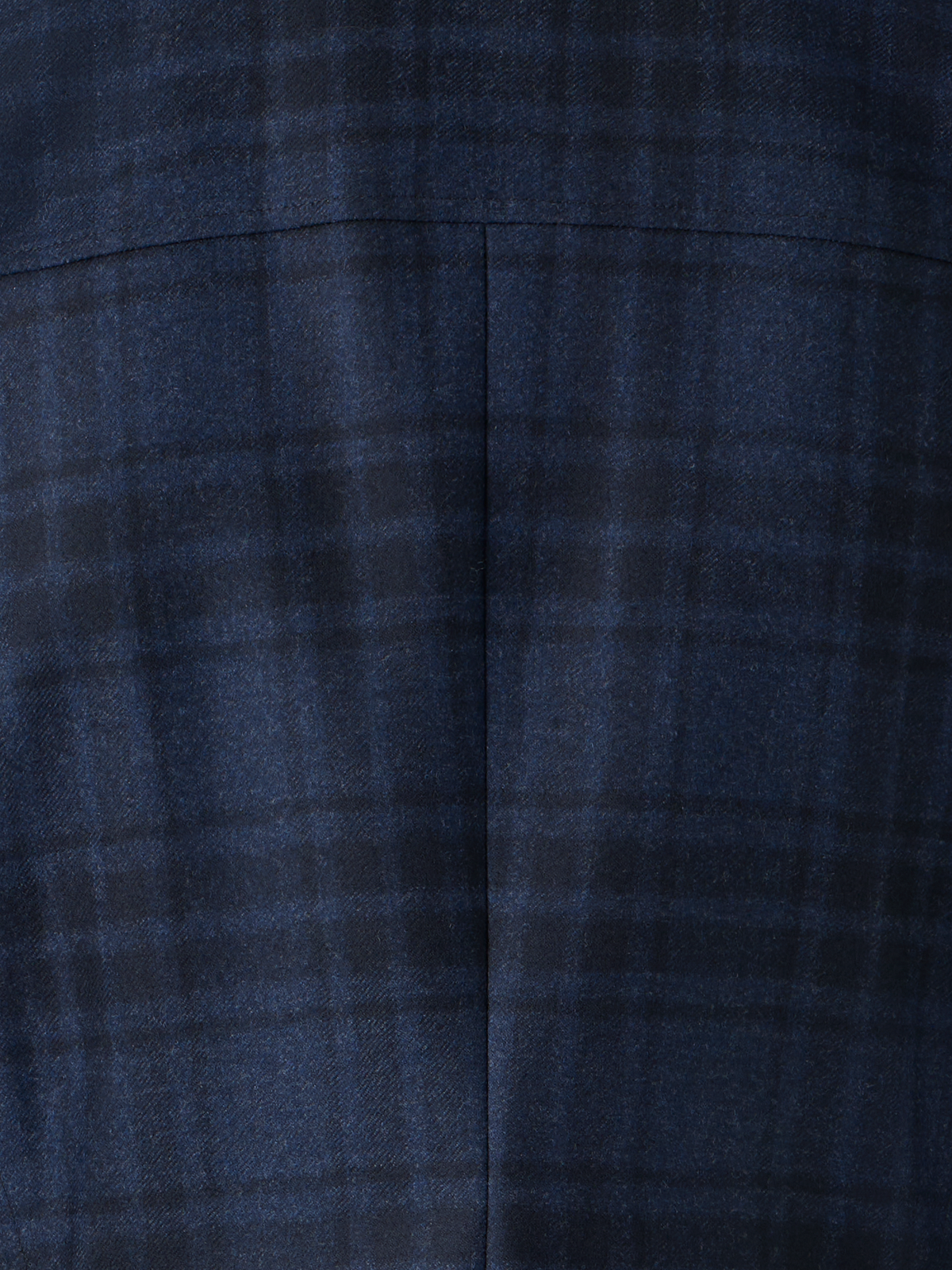 Designer Taillierte Wollflanell-Bluse im Karomuster - Dunkelblau - Blau