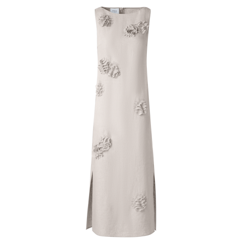 Midi-Leinen-Kleid mit 3D Carnation-Applikation