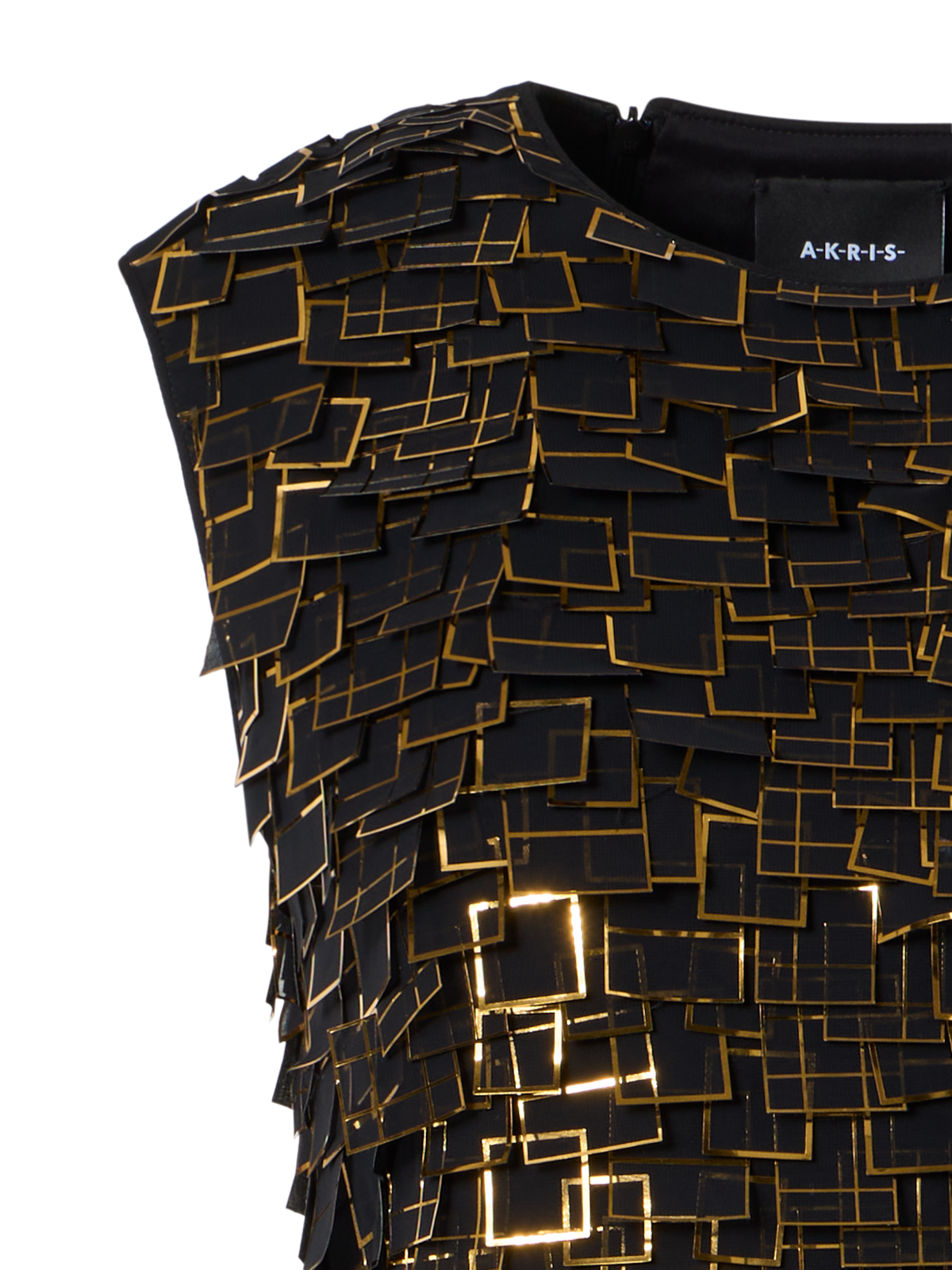 Designer Robe in Golden Frame Organza Tiles - Schwarz - Bunt