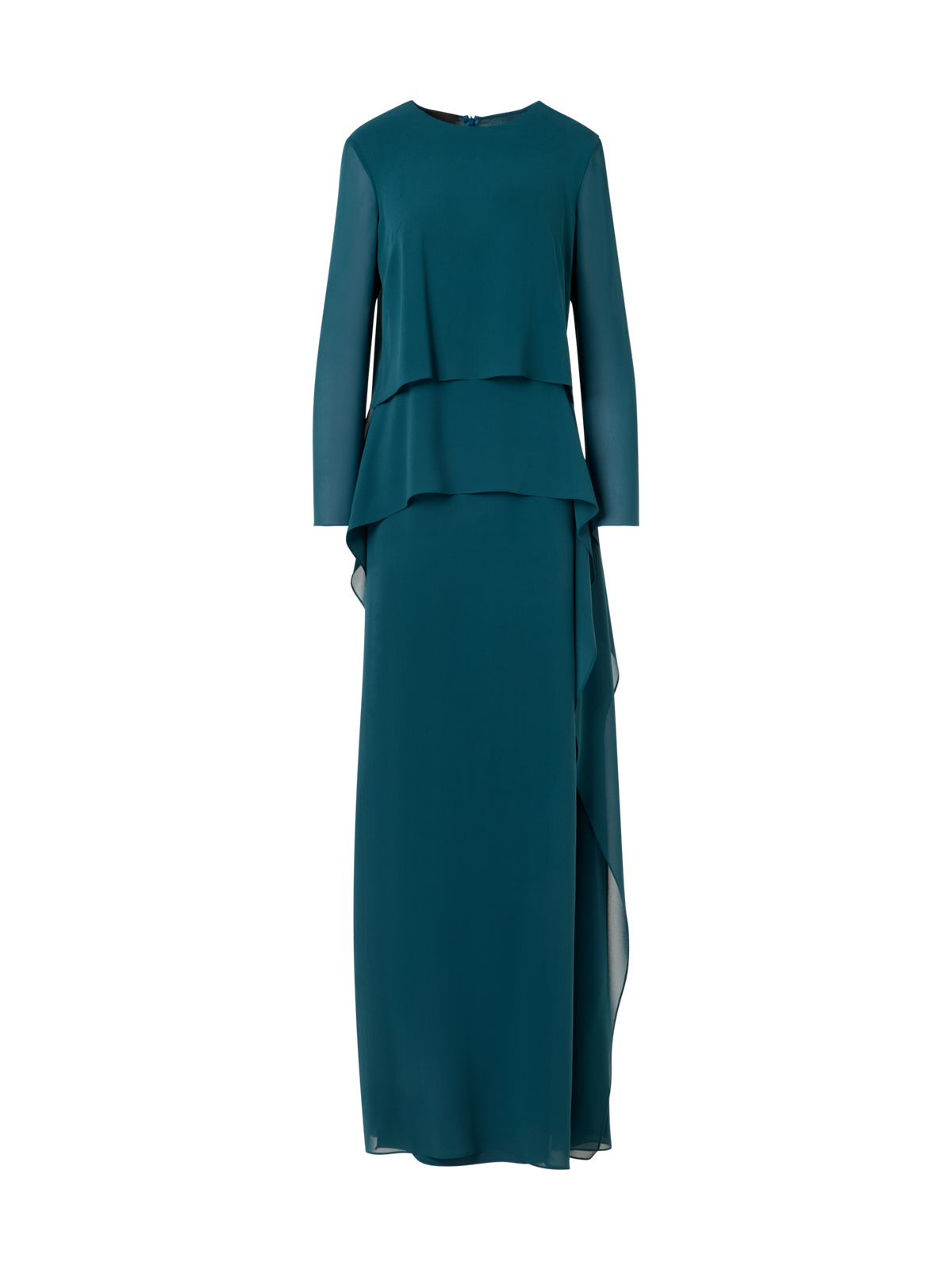 Designer Abendkleid aus Seidengeorgette - Blau