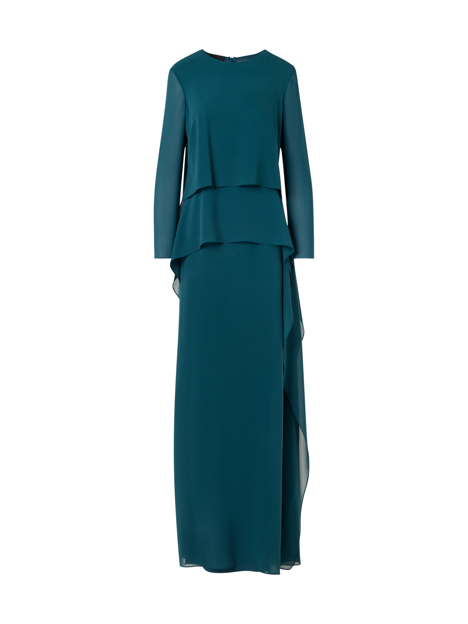 Designer Abendkleid aus Seidengeorgette - Blau