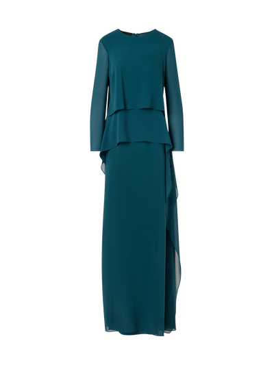 Designer Abendkleid aus Seidengeorgette - Blau