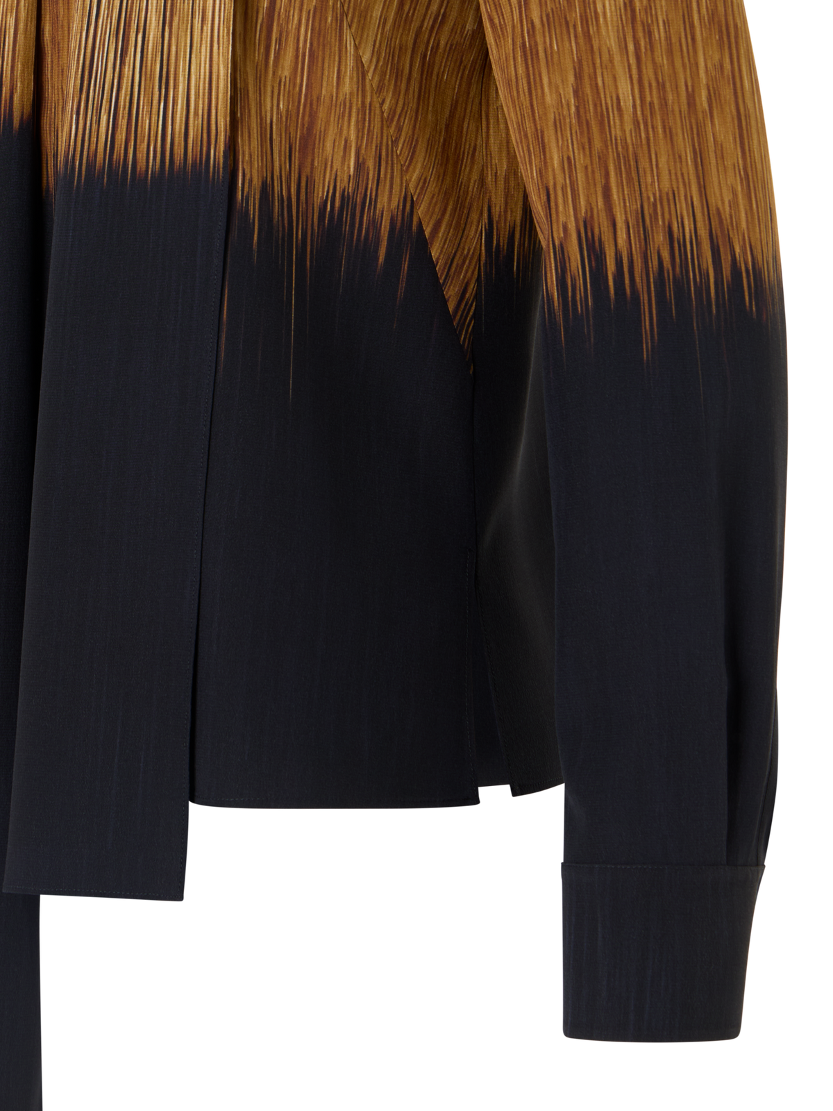 Designer Seidenbluse mit Oro Lienzo Print und Schal - Braun - Schwarz - Bunt