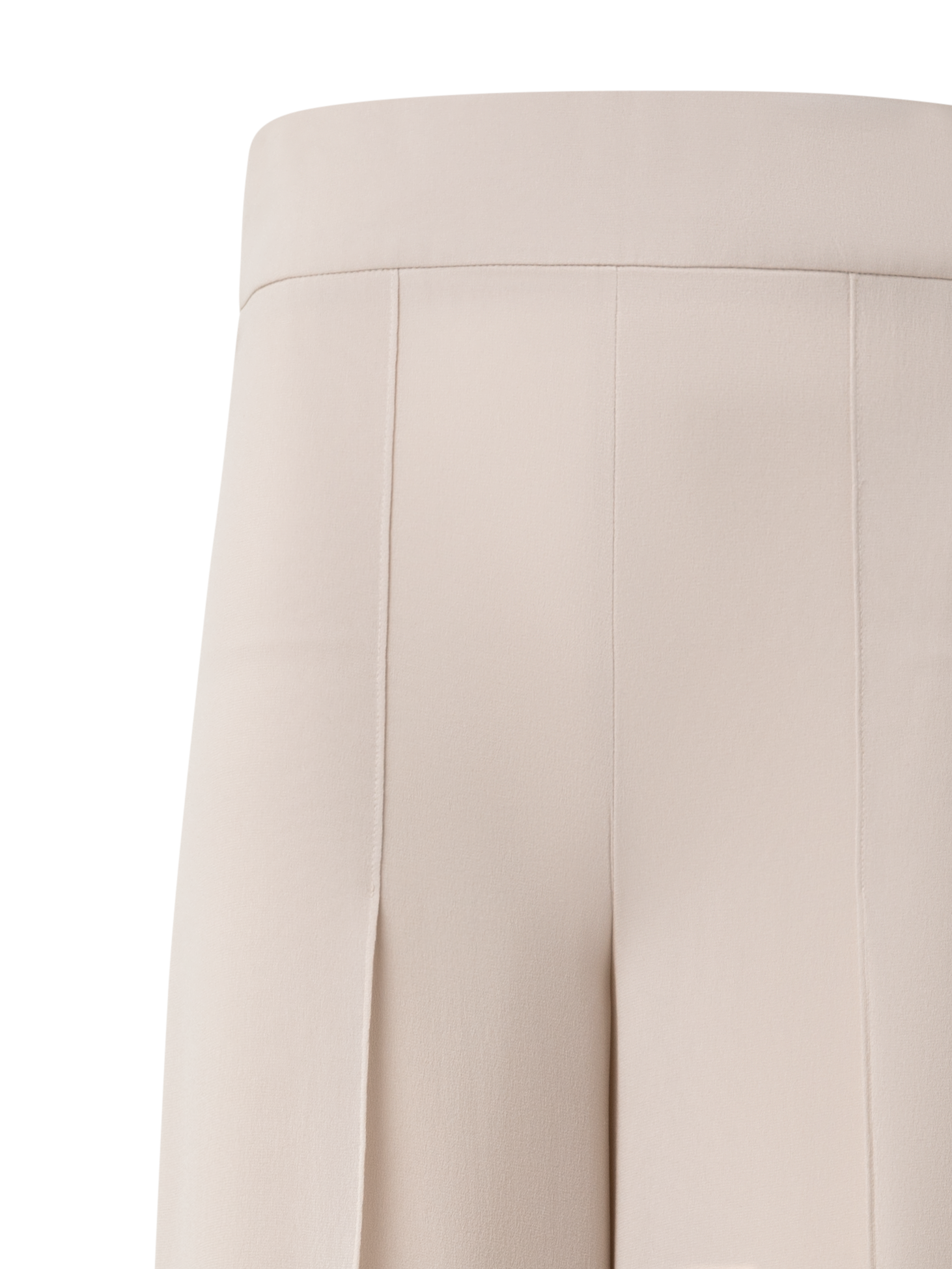 Designer Weite Hose aus Seiden-Georgette mit Schlitzen - Beige