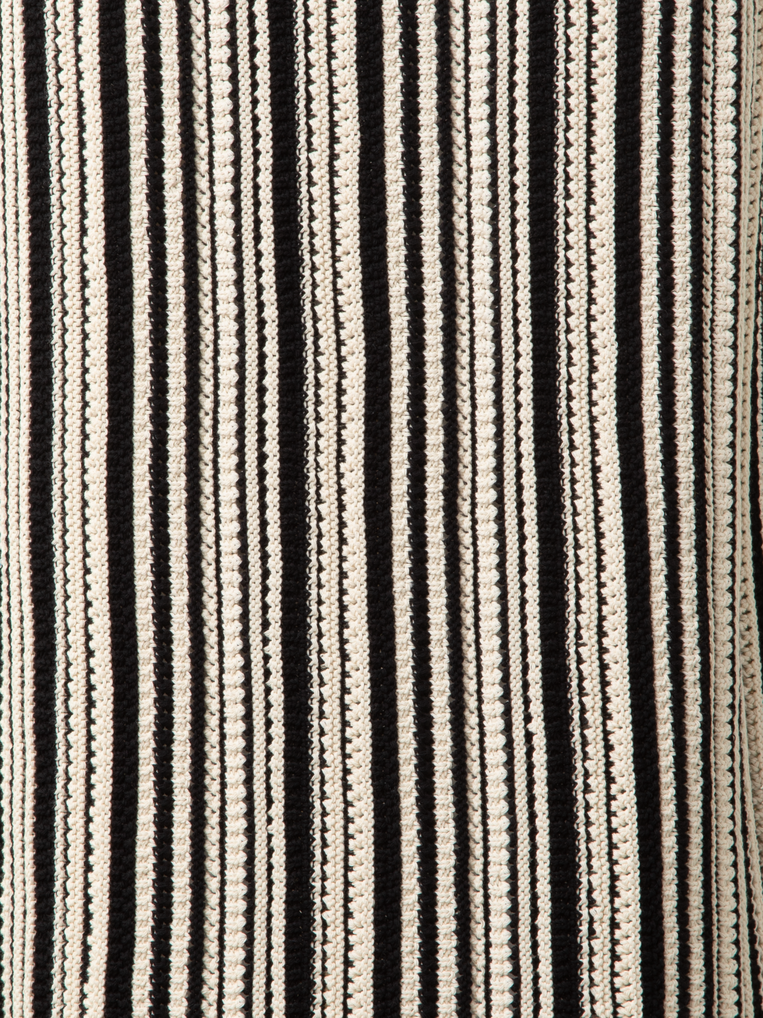 Designer Gestreifter Midi-Strickrock aus Baumwolle - Schwarz - Bunt - Ecru