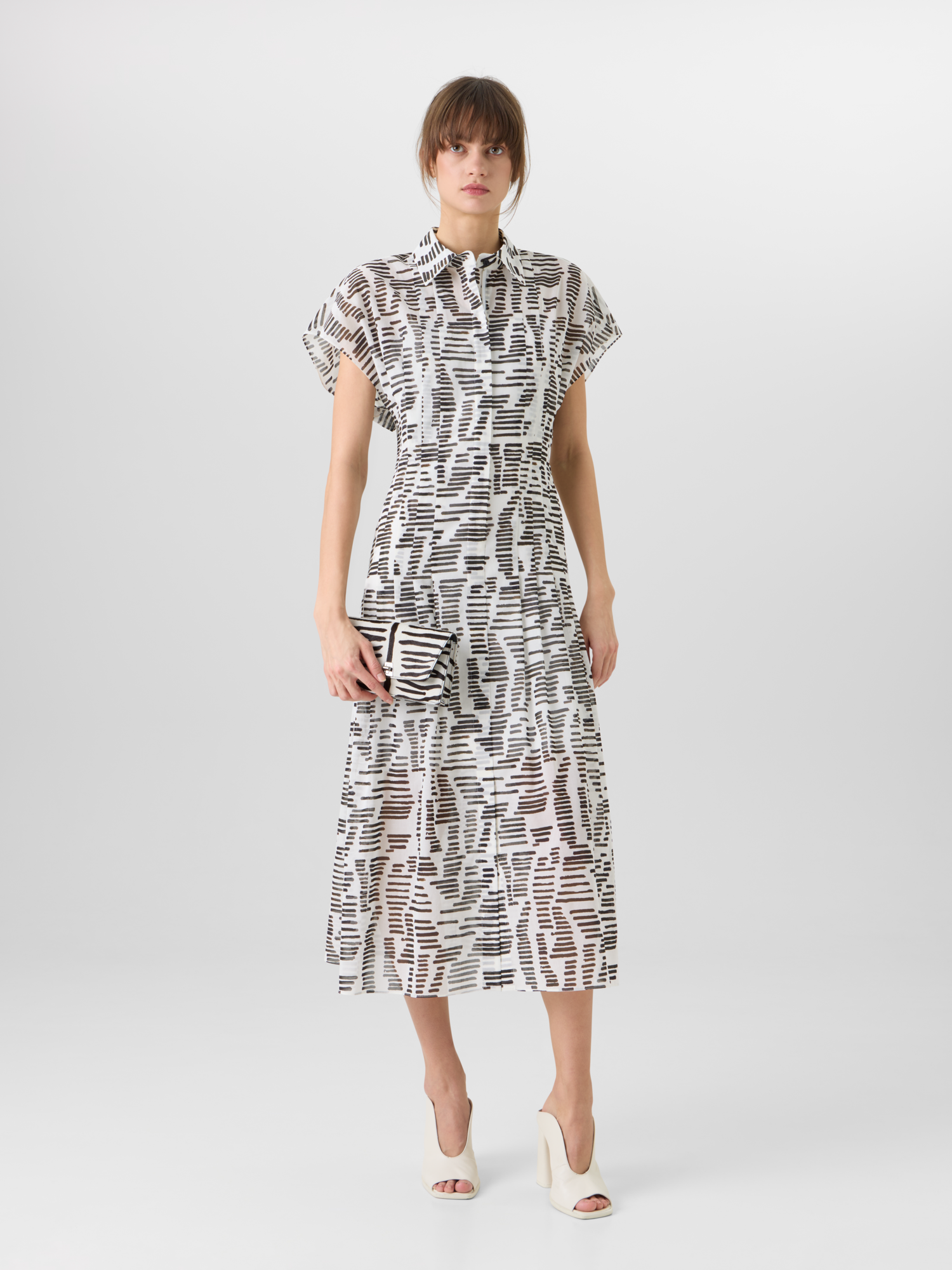Designer Flügelärmel-Midi-Kleid mit Dance Movements Print - Bunt 