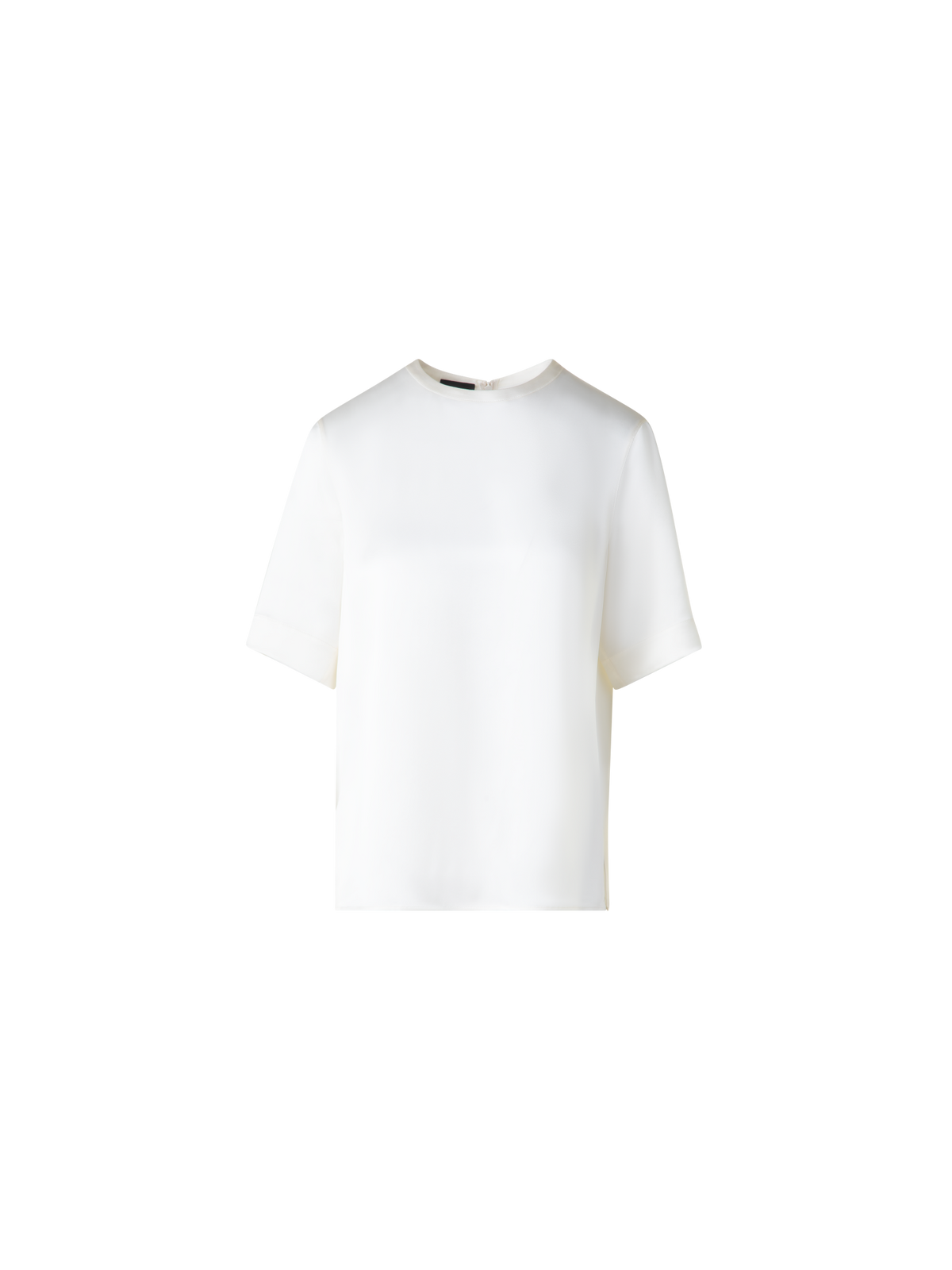 Designer Seidensatin T-Shirt Bluse - Ecru - Weiss