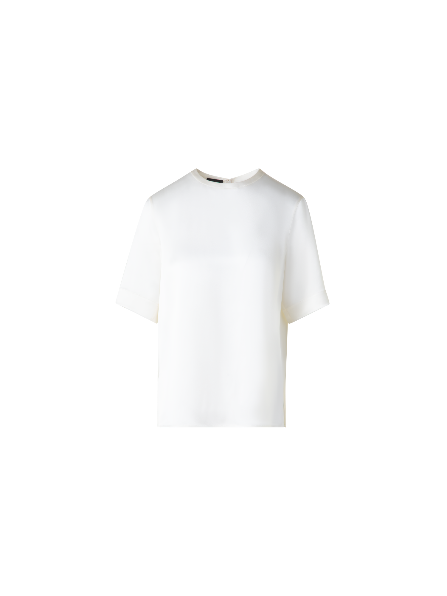 Designer Seidensatin T-Shirt Bluse - Ecru - Weiss