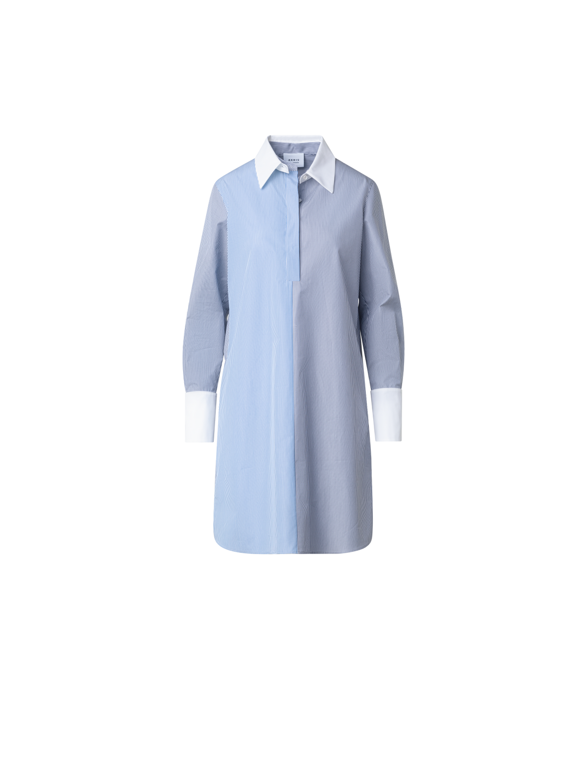 Designer Hemdkleid mit abnehmbarem Kragen & Manschetten - Bunt