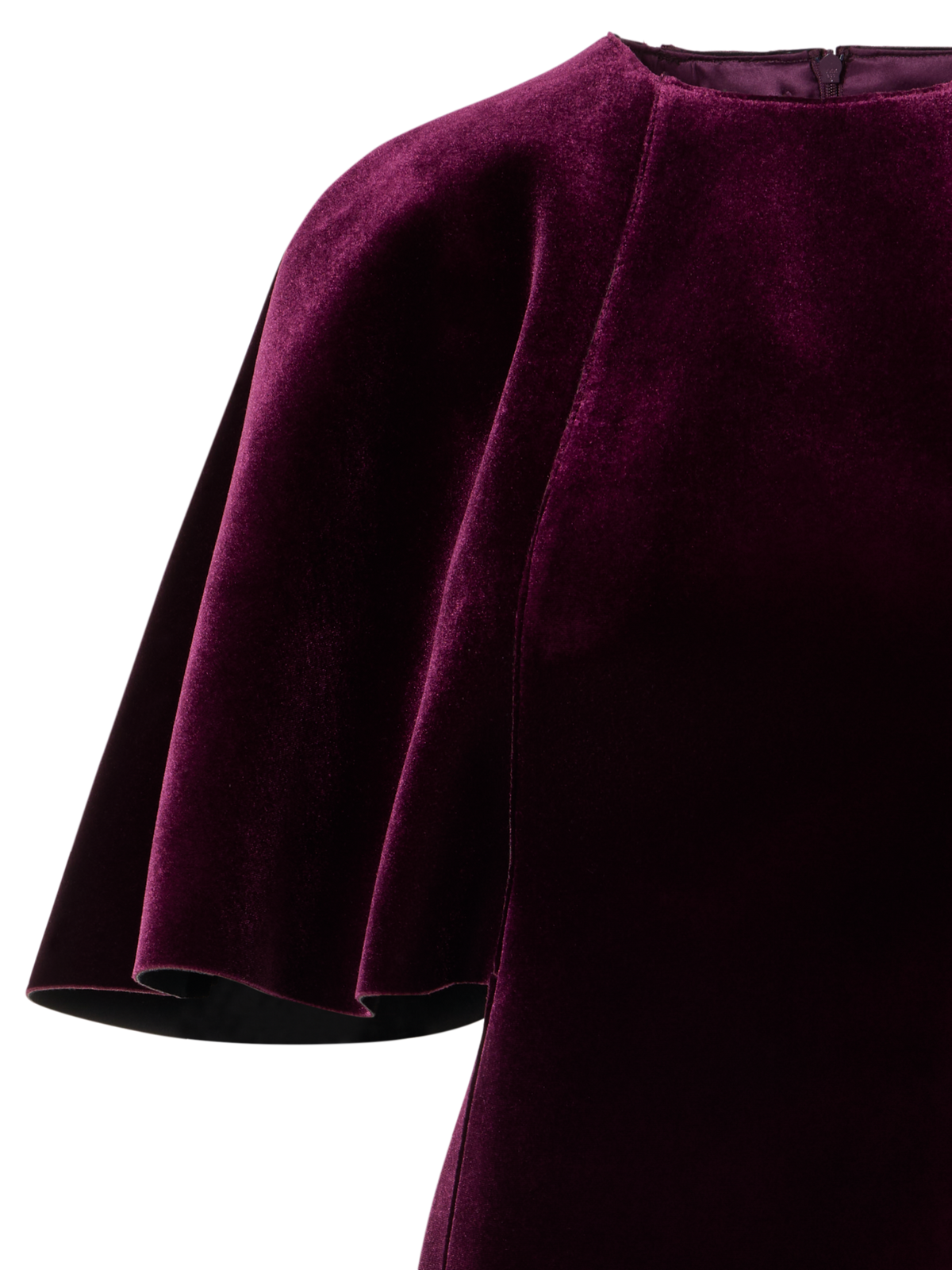 Designer Midikleid aus Samt-Neopren mit Cape-Ärmeln - Rot