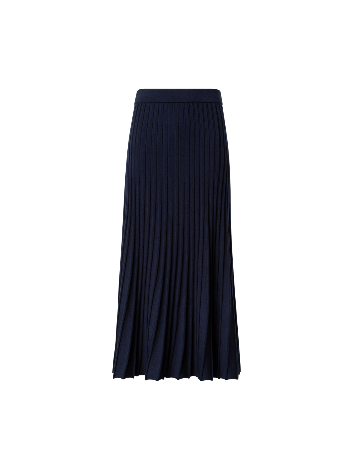 Designer Strickrock mit Falten aus gerippter Merinowolle - Dunkelblau - Blau