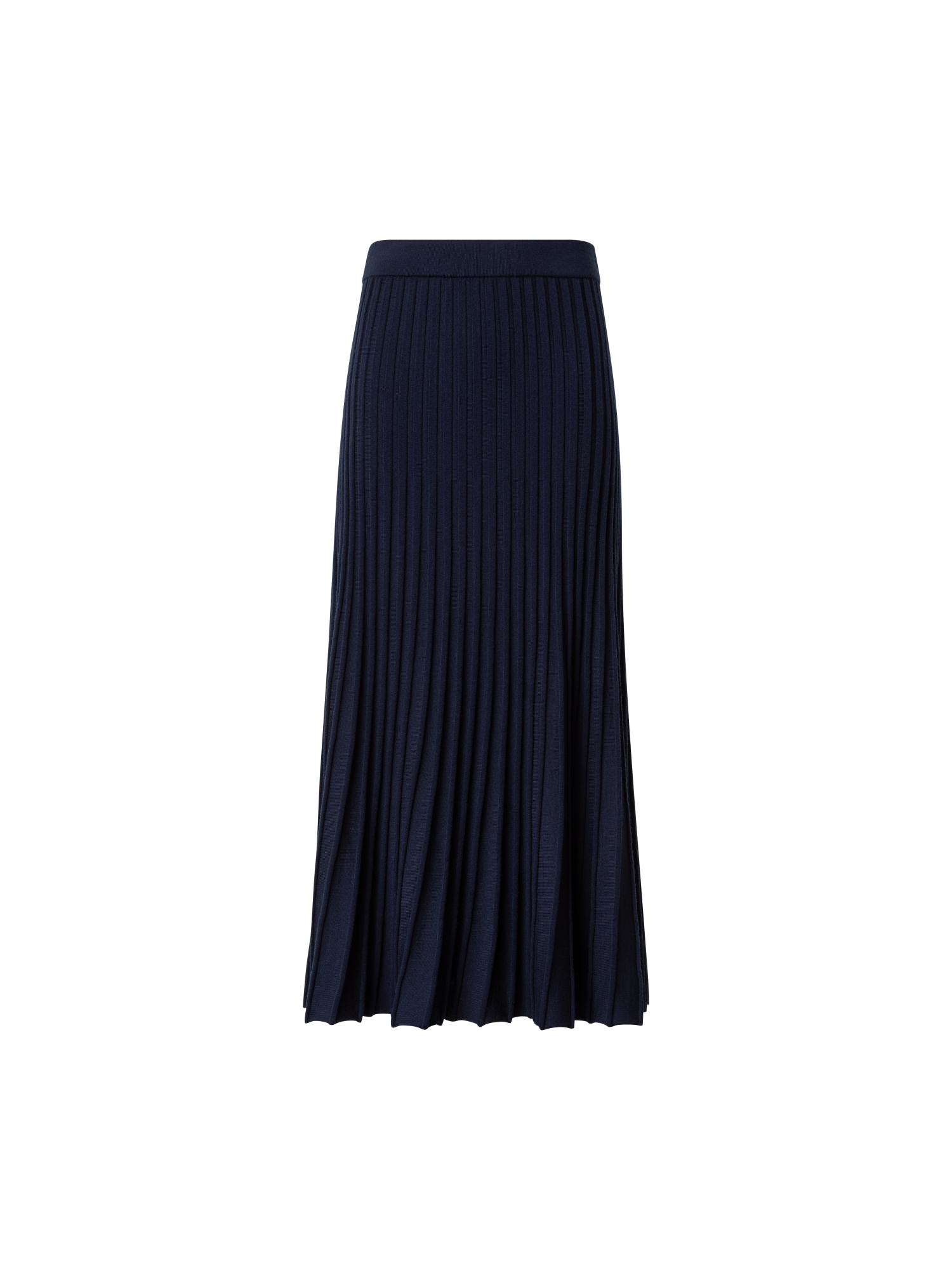 Designer Strickrock mit Falten aus gerippter Merinowolle - Dunkelblau - Blau