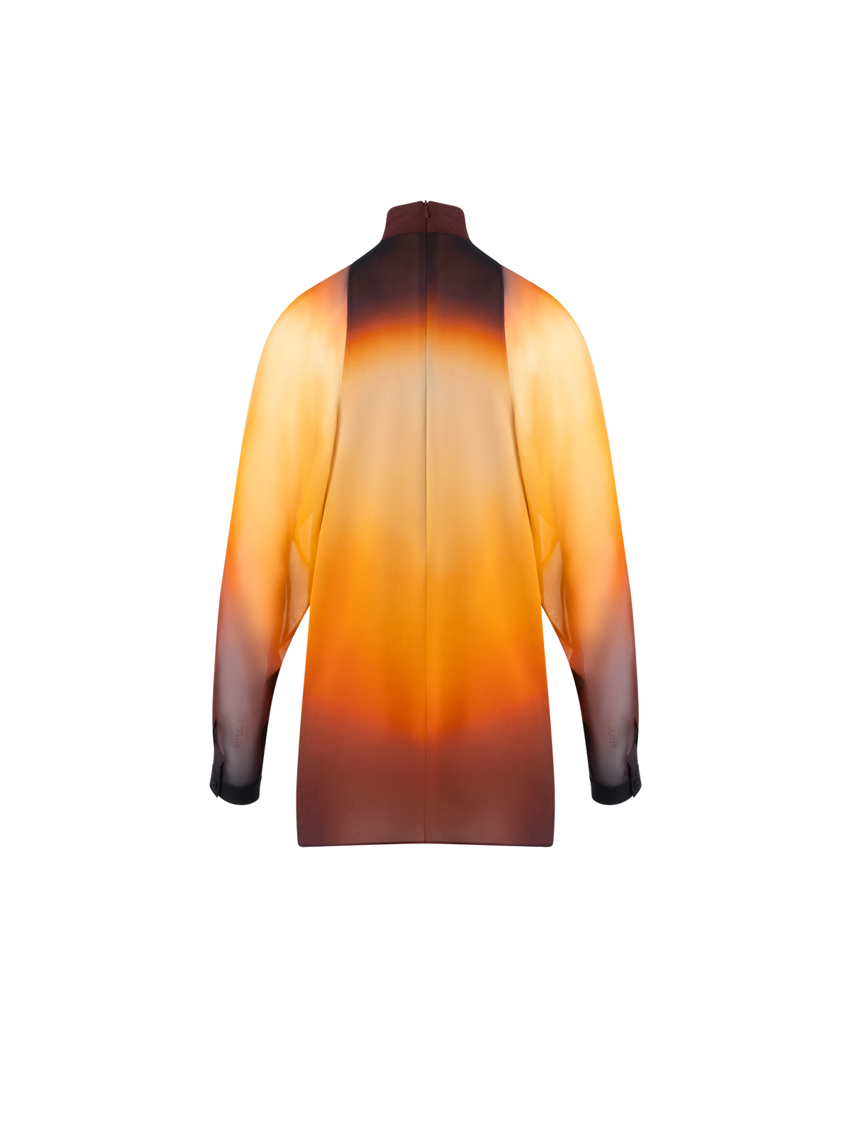 Designer Seide Georgette-Bluse Autumn Twilight Druck - Braun - Bunt - Orange