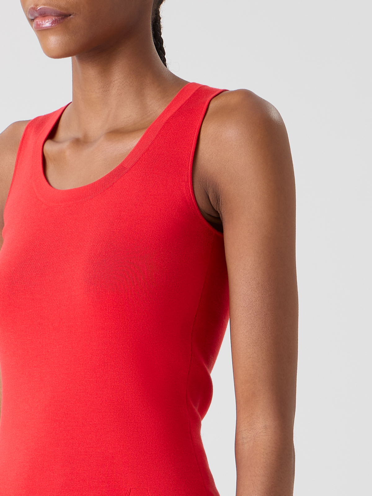 Designer Tailliertes Strick-Top aus Stretch-Seide - Rot #editorial