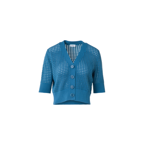Kurzer Cardigan aus grobem Baumwollmesh