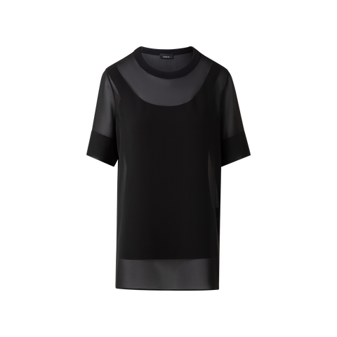 Sheer Short Sleeve Silk Blouse