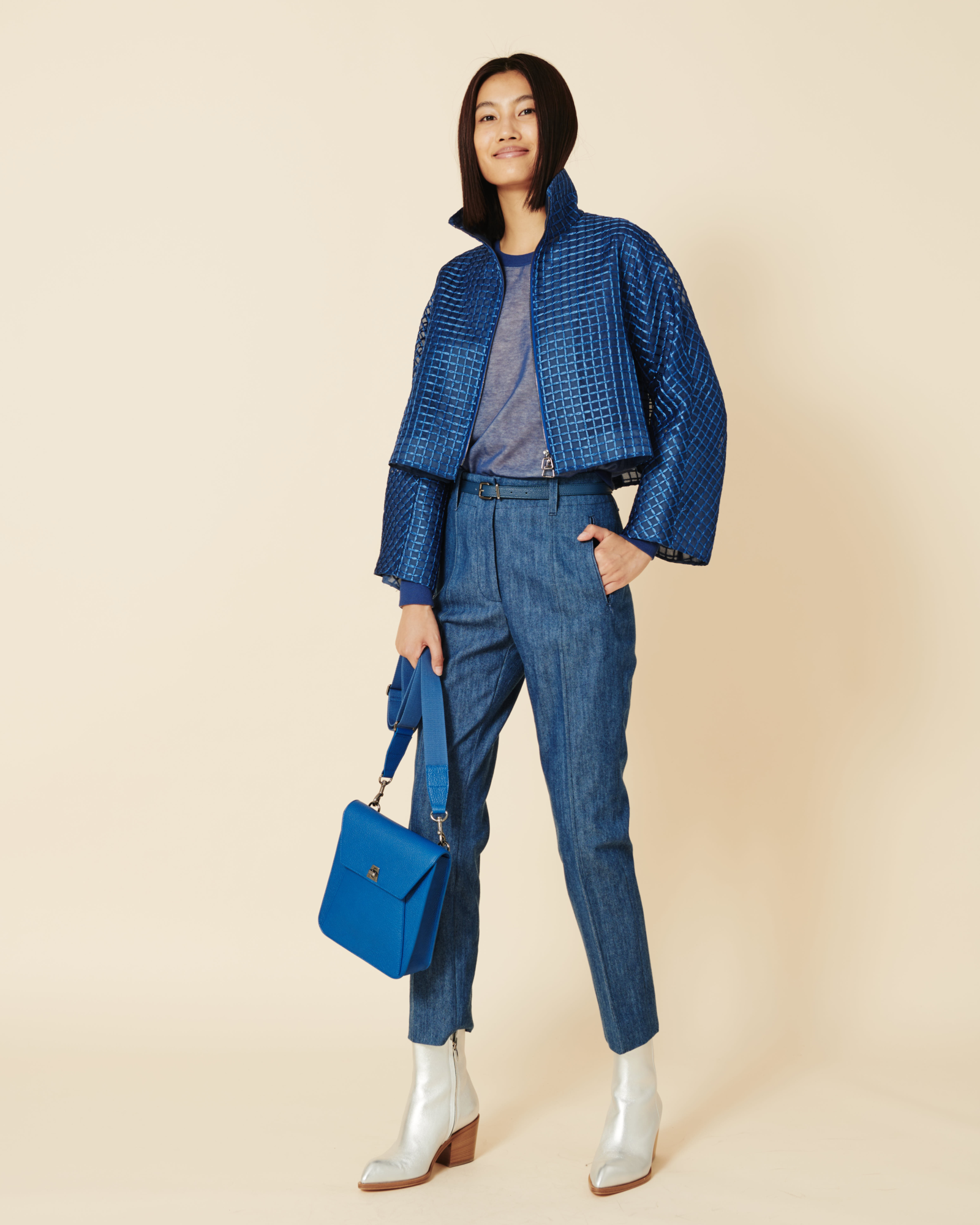 Designer Slim Hose aus Baumwoll-Stretch-Denim - Blau 