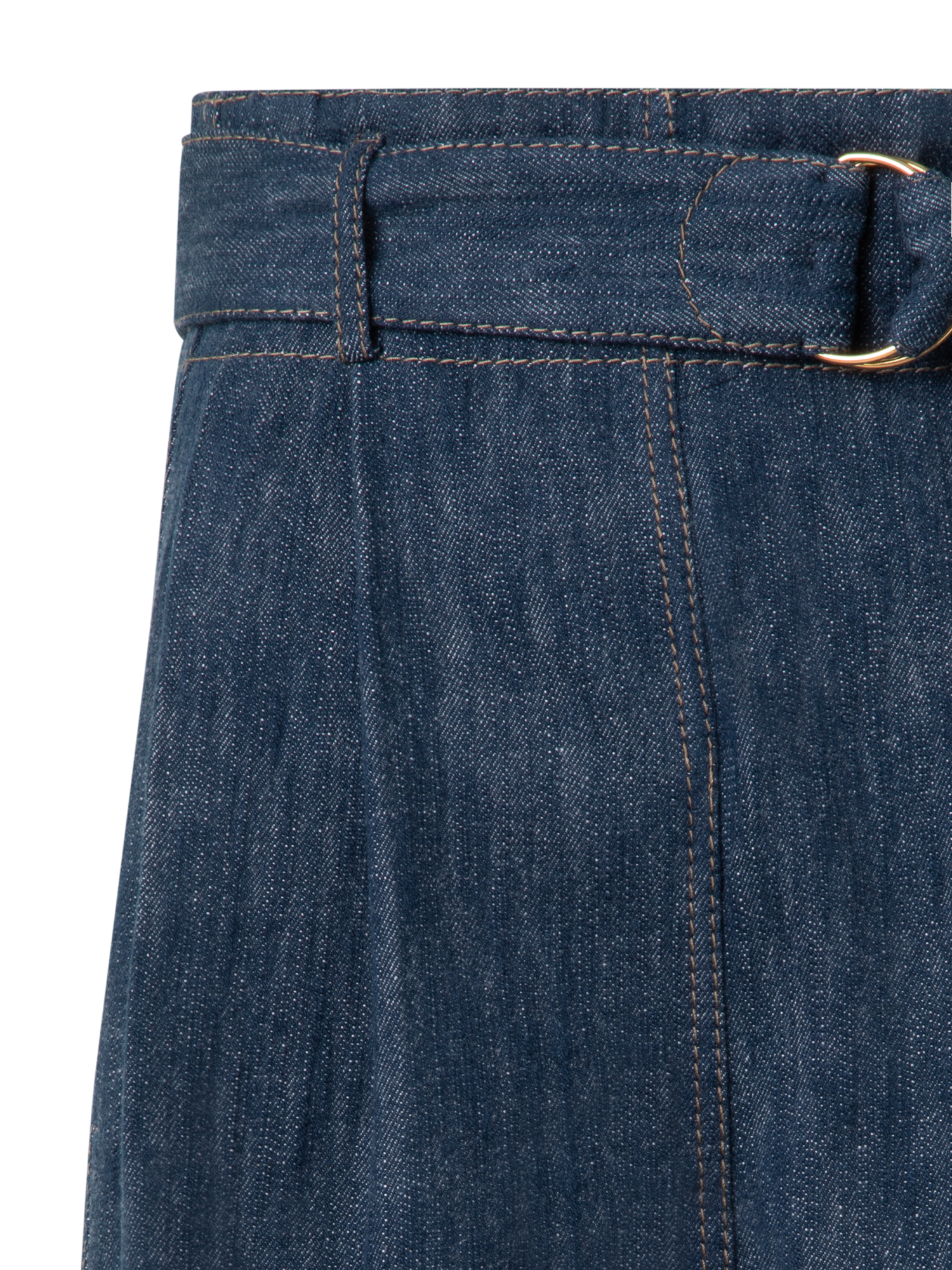 Designer Weite Bermudashorts aus Baumwoll-Woll-Denim - Dunkelblau - Blau