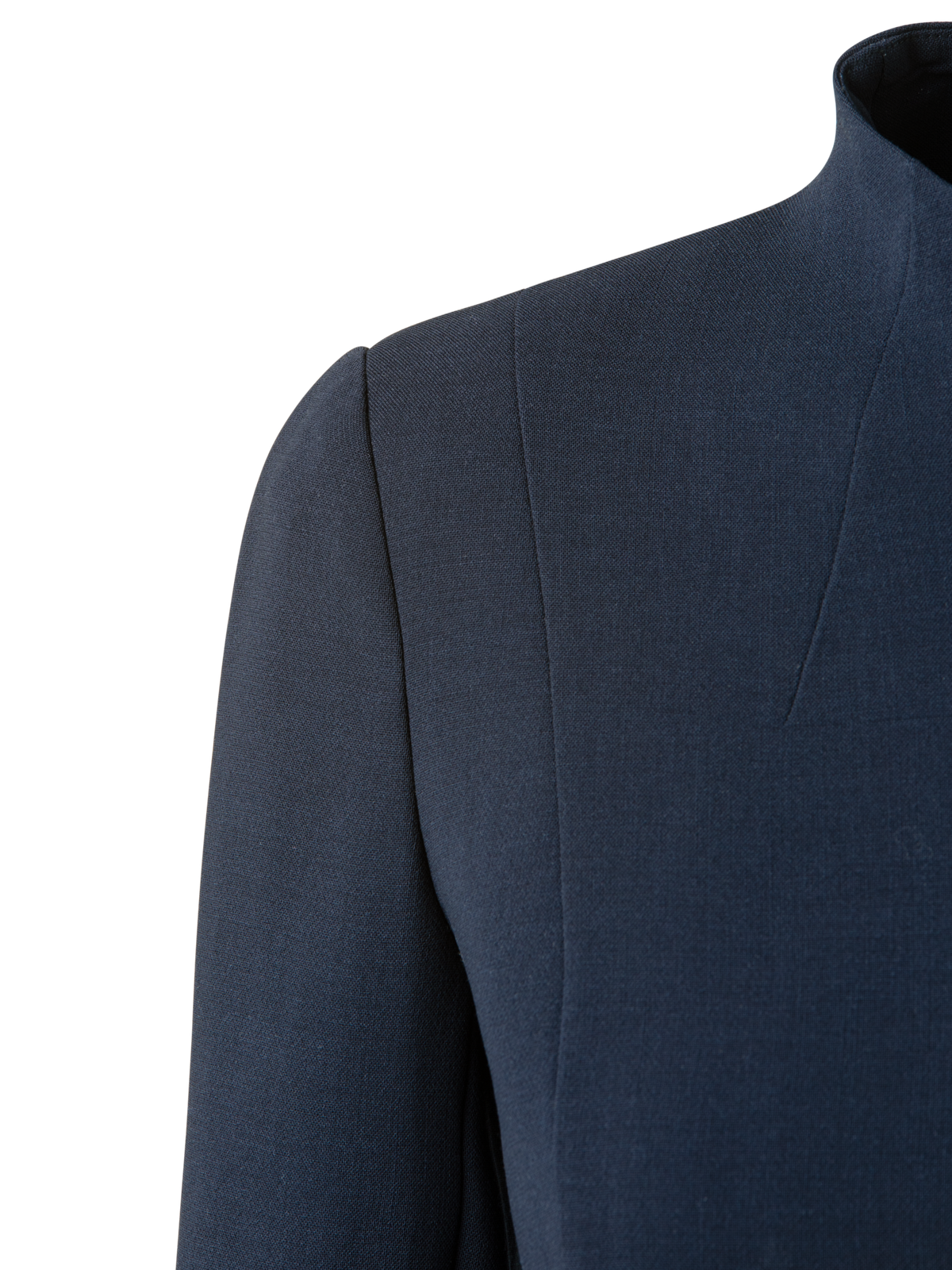 Designer Etuikleid aus Woll-Doubleface mit Stehkragen - Dunkelblau - Blau