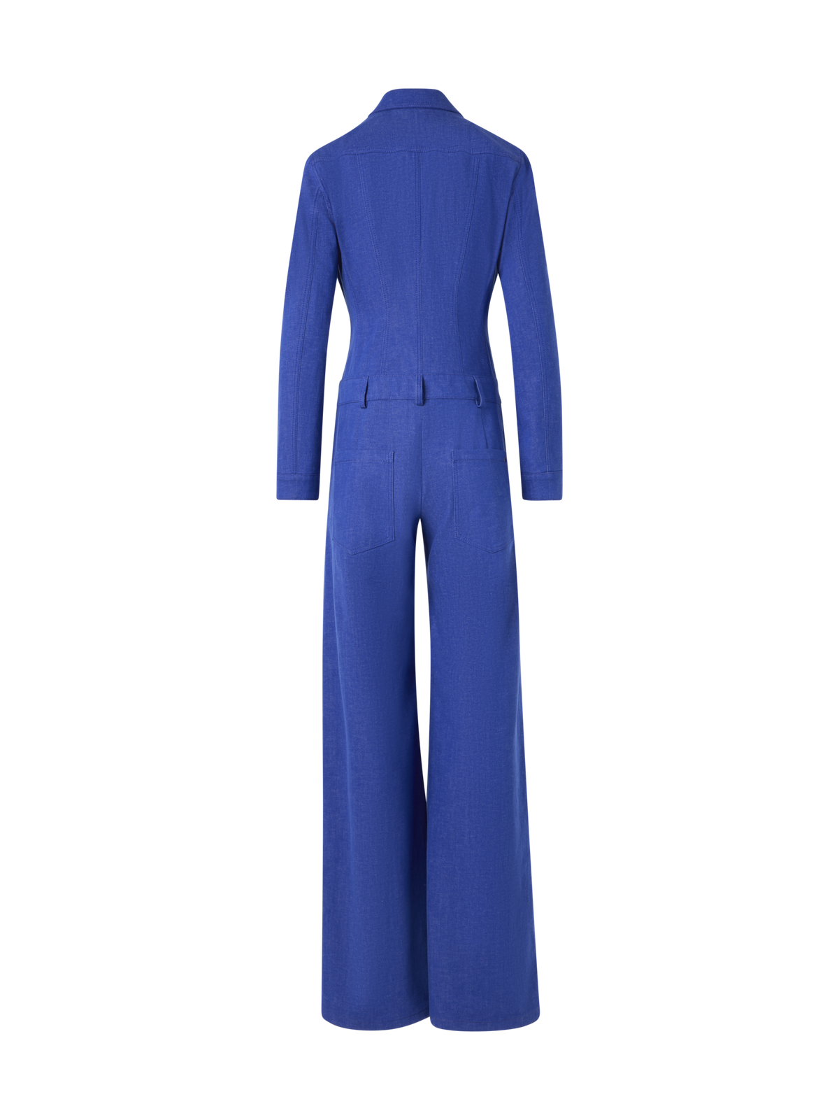 Designer Hellan taillierter Jumpsuit aus Baumwolldenim - Blau
